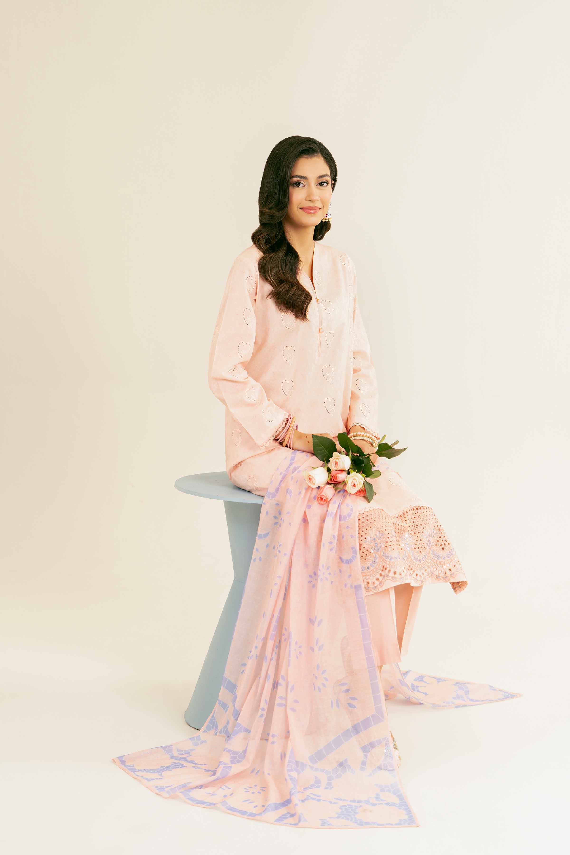 NishatUK - Brown Embroidered   Chicken Kari 3-piece ready to wear Suit