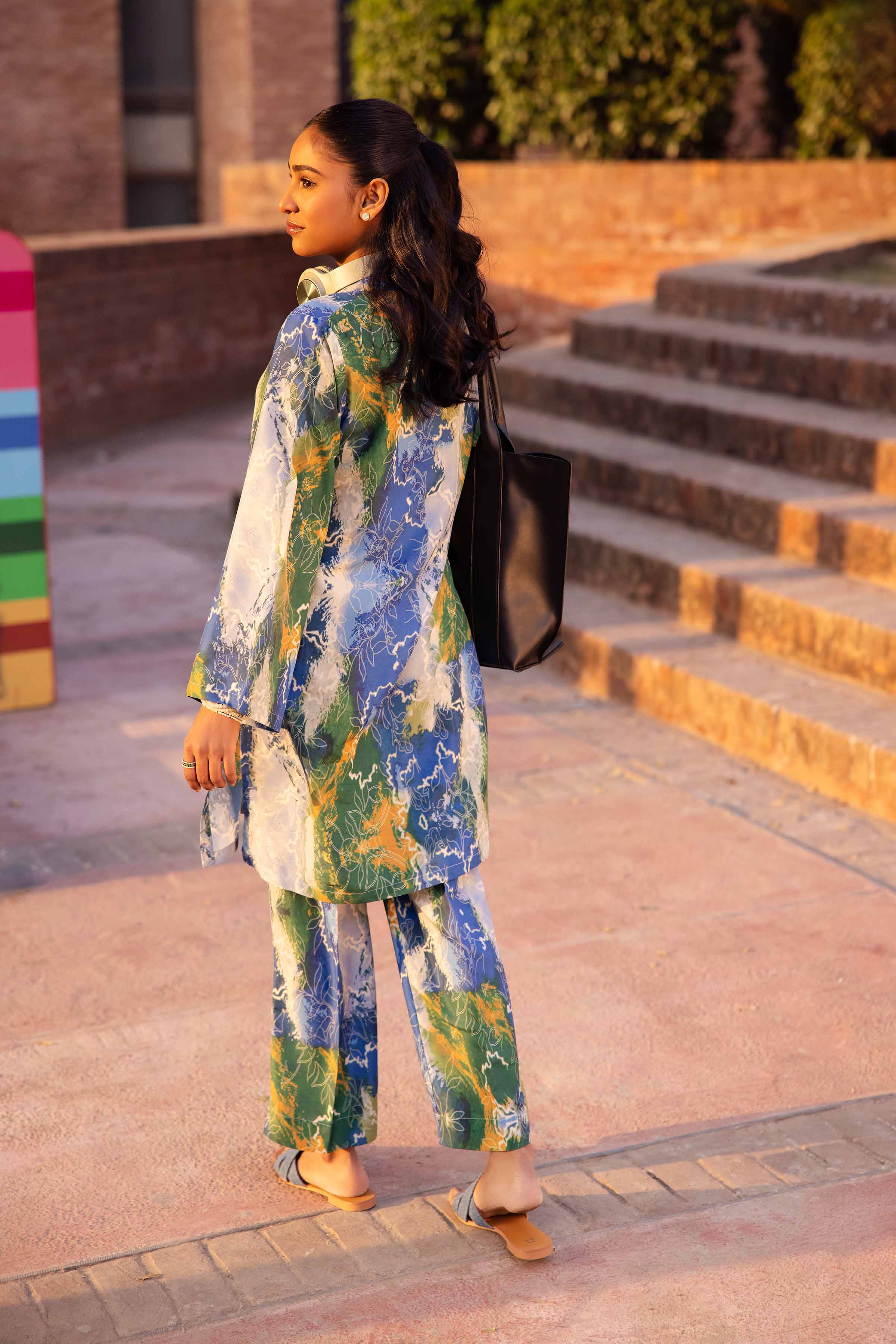 NishatUK - Brown Printed Crepe 2-piece ready to wear Dress