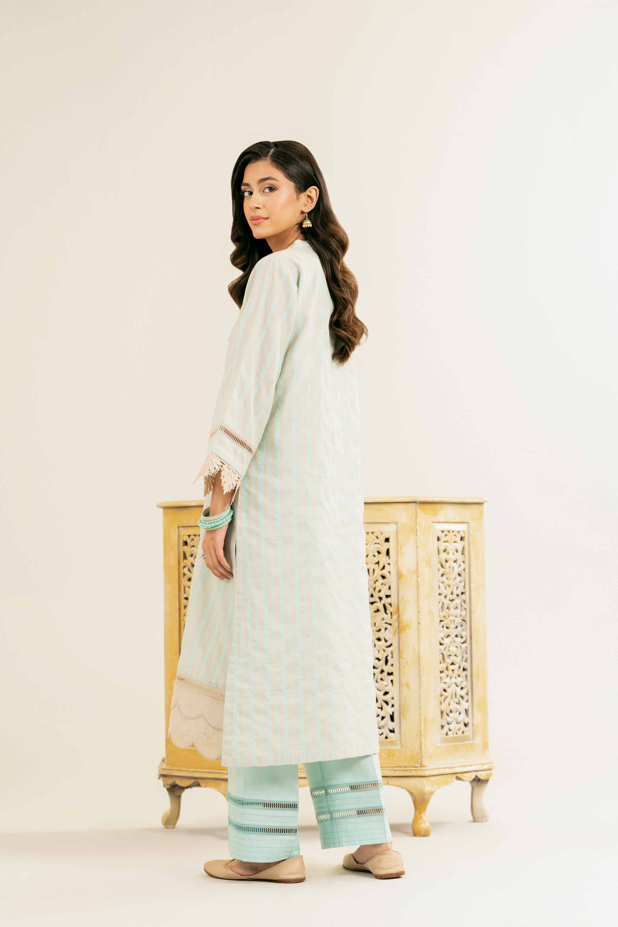 NishatUK - Aqua Embroidered  Jacquard 2-piece ready to wear Dress