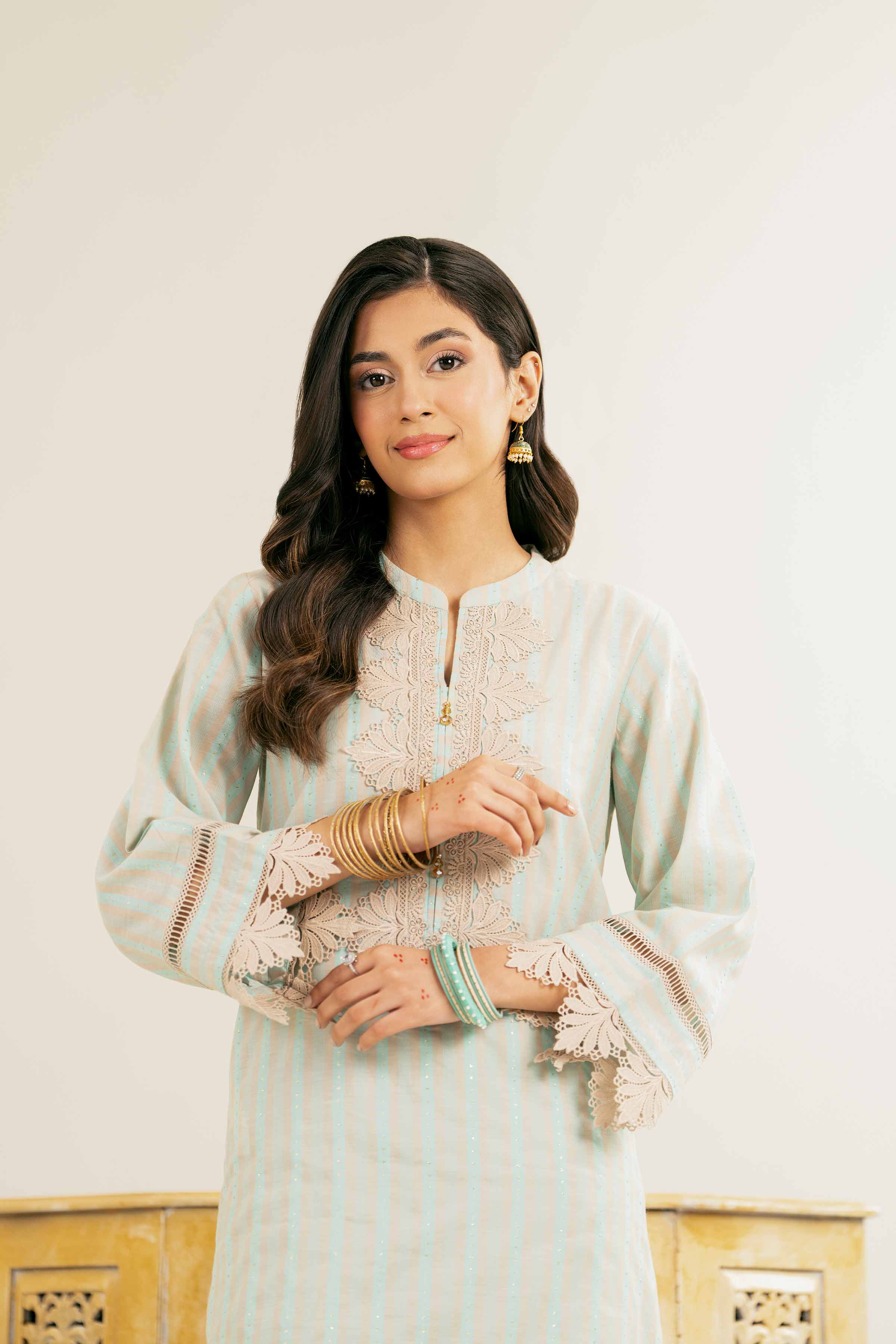 NishatUK - Aqua Embroidered  Jacquard 2-piece ready to wear Dress