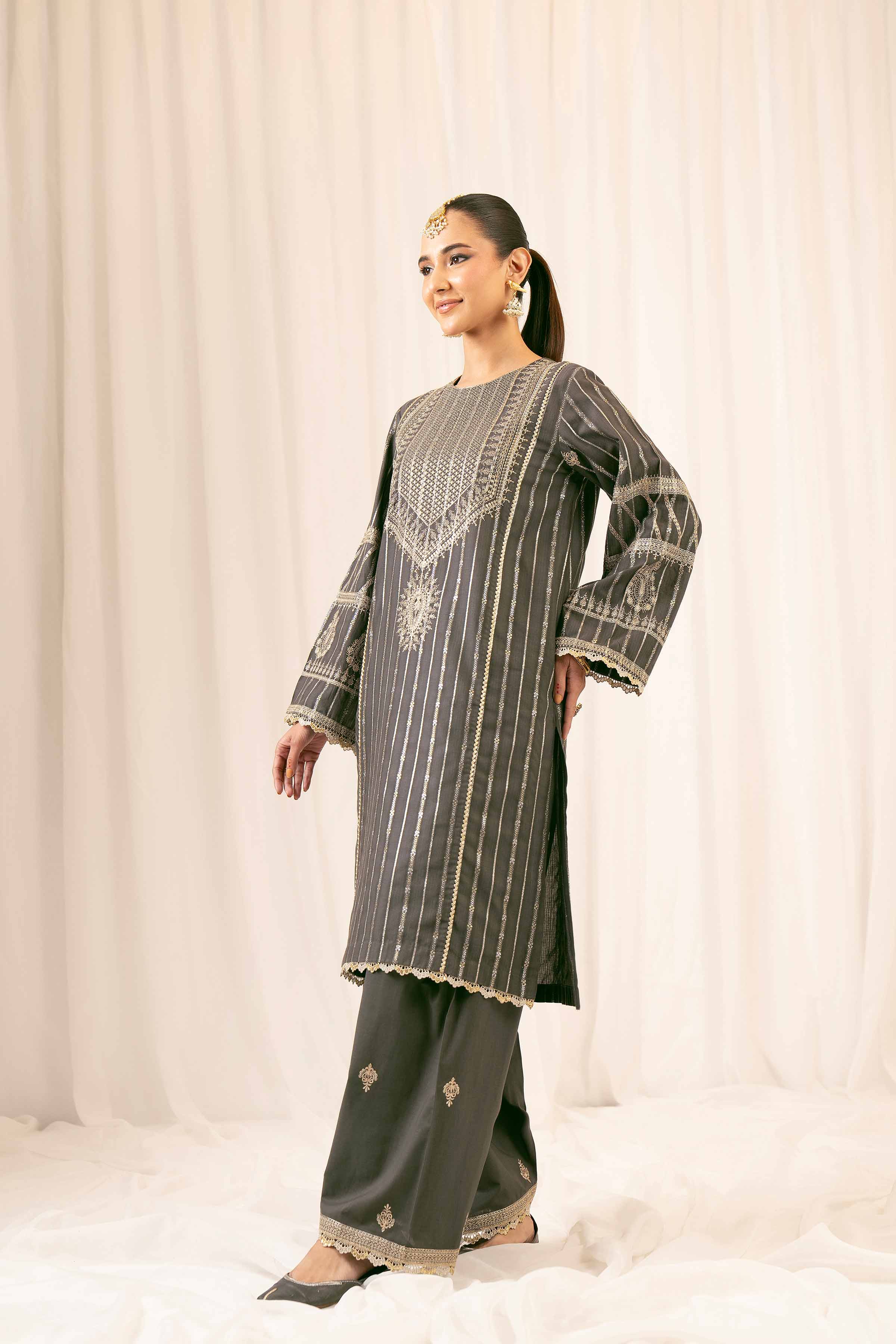 NishatUK - Black Embroidered Jacquard 2-piece ready to wear Dress