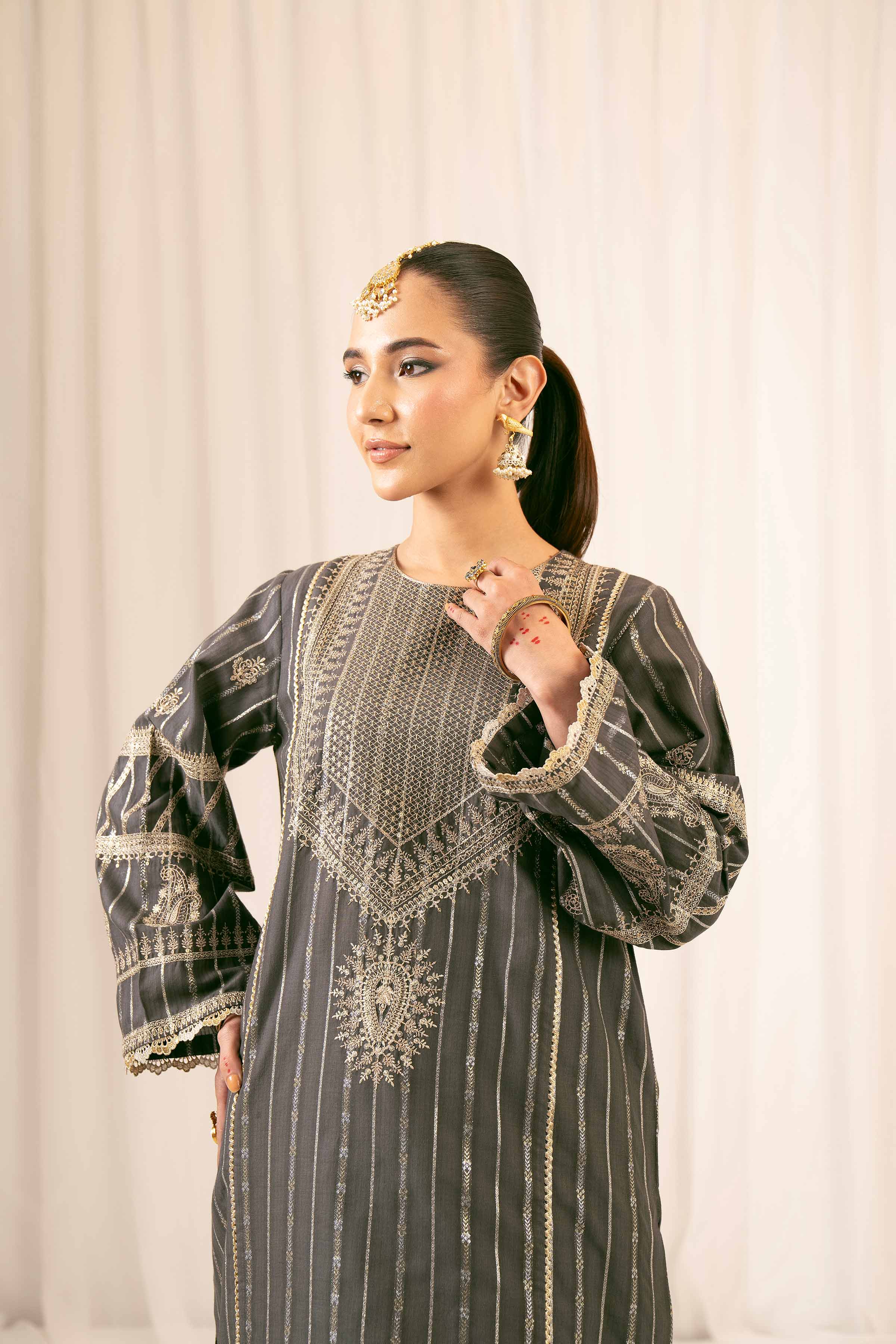 NishatUK - Black Embroidered Jacquard 2-piece ready to wear Dress