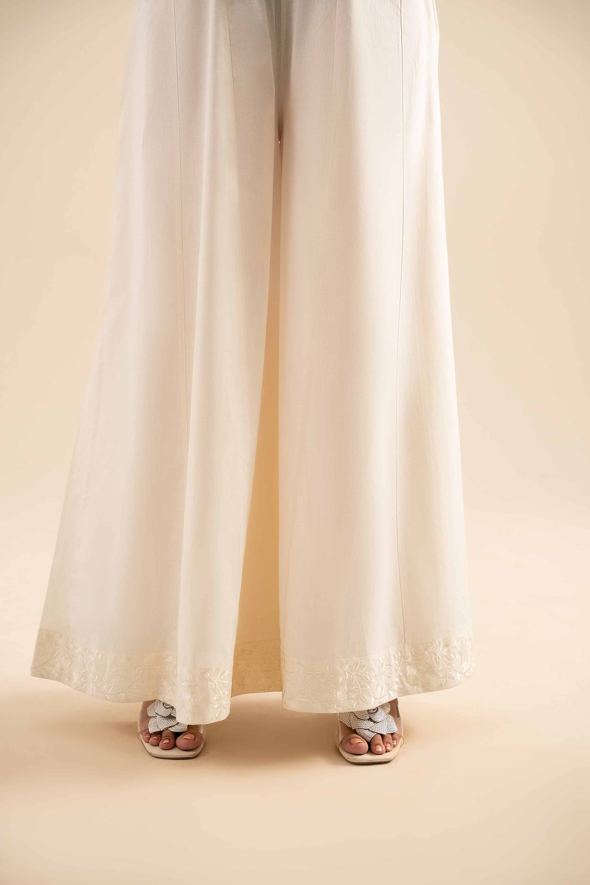NishatUK - Off White Embroidered   Cambric 1-piece ready to wear Sharara