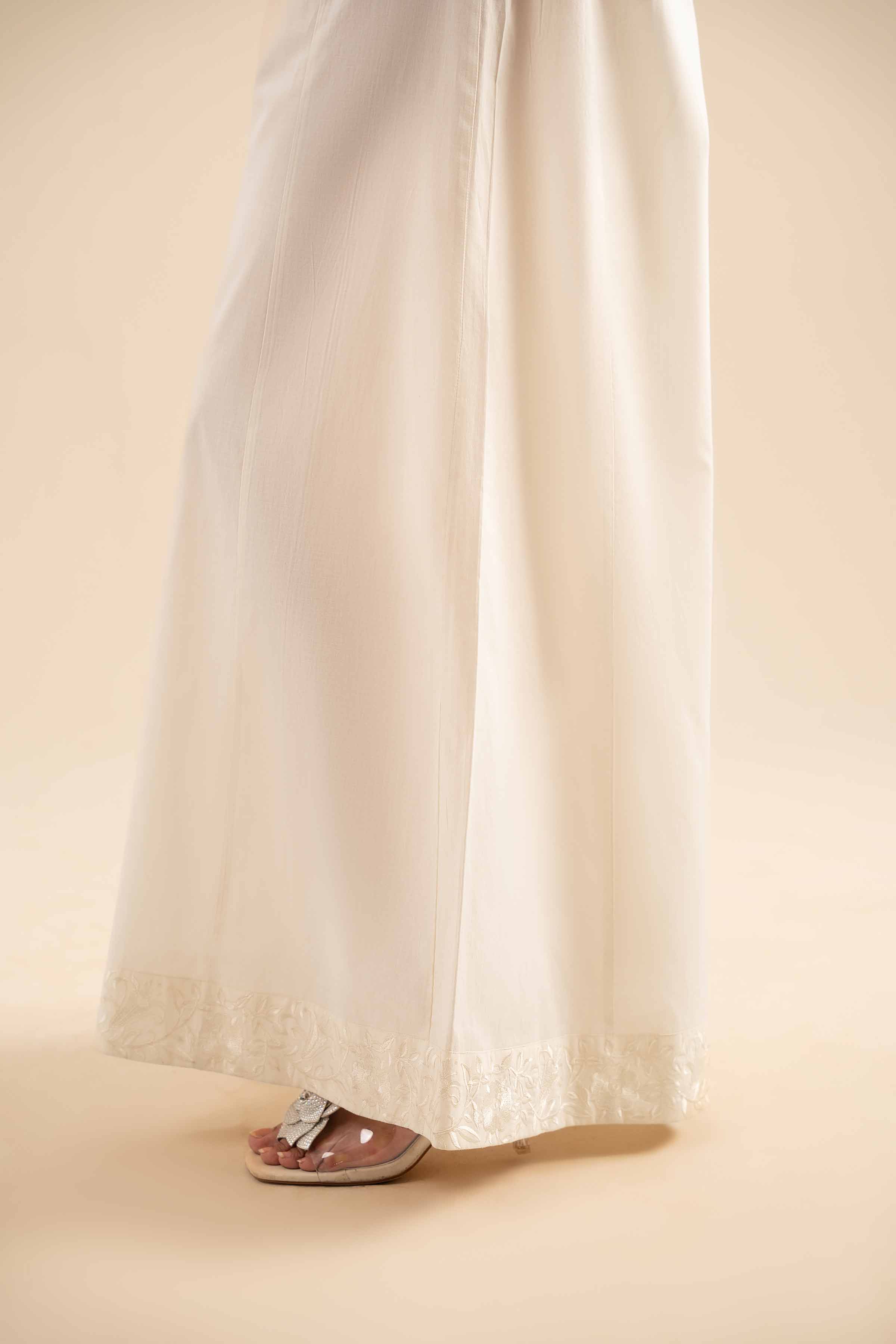 NishatUK - Off White Embroidered   Cambric 1-piece ready to wear Sharara