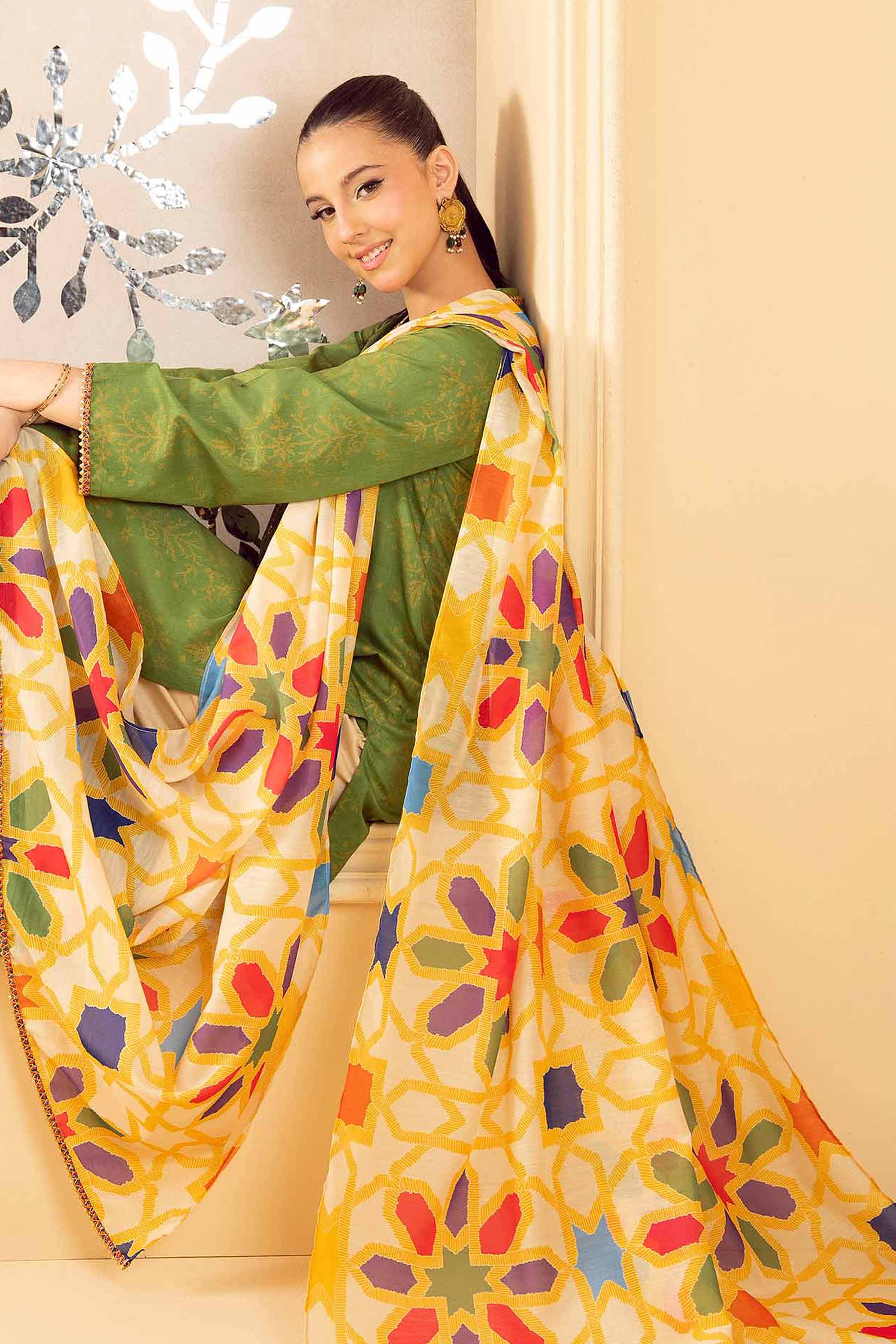 NishatUK - Green Printed  Lawn 2-piece ready to wear Dress