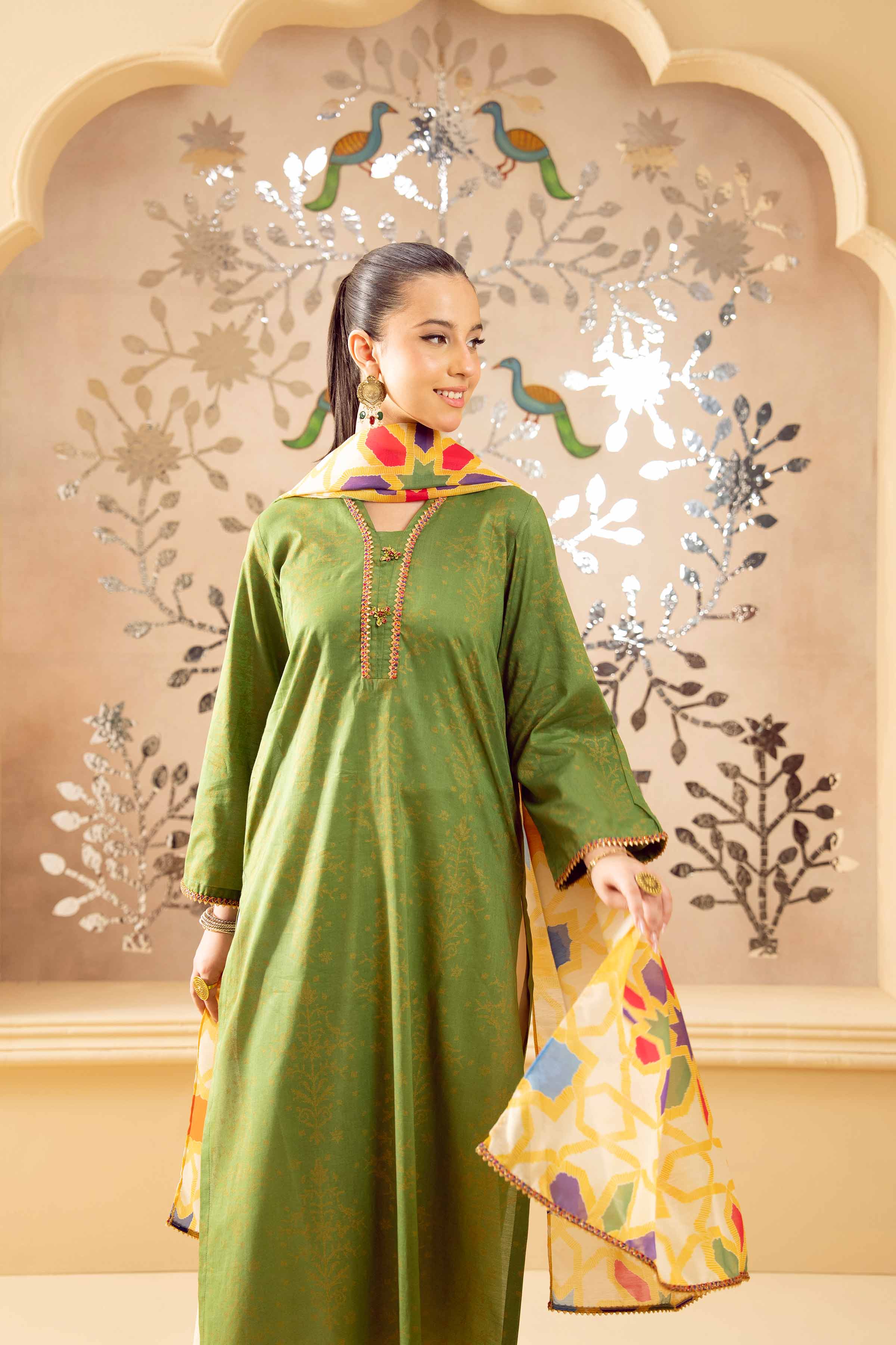 NishatUK - Green Printed  Lawn 2-piece ready to wear Dress
