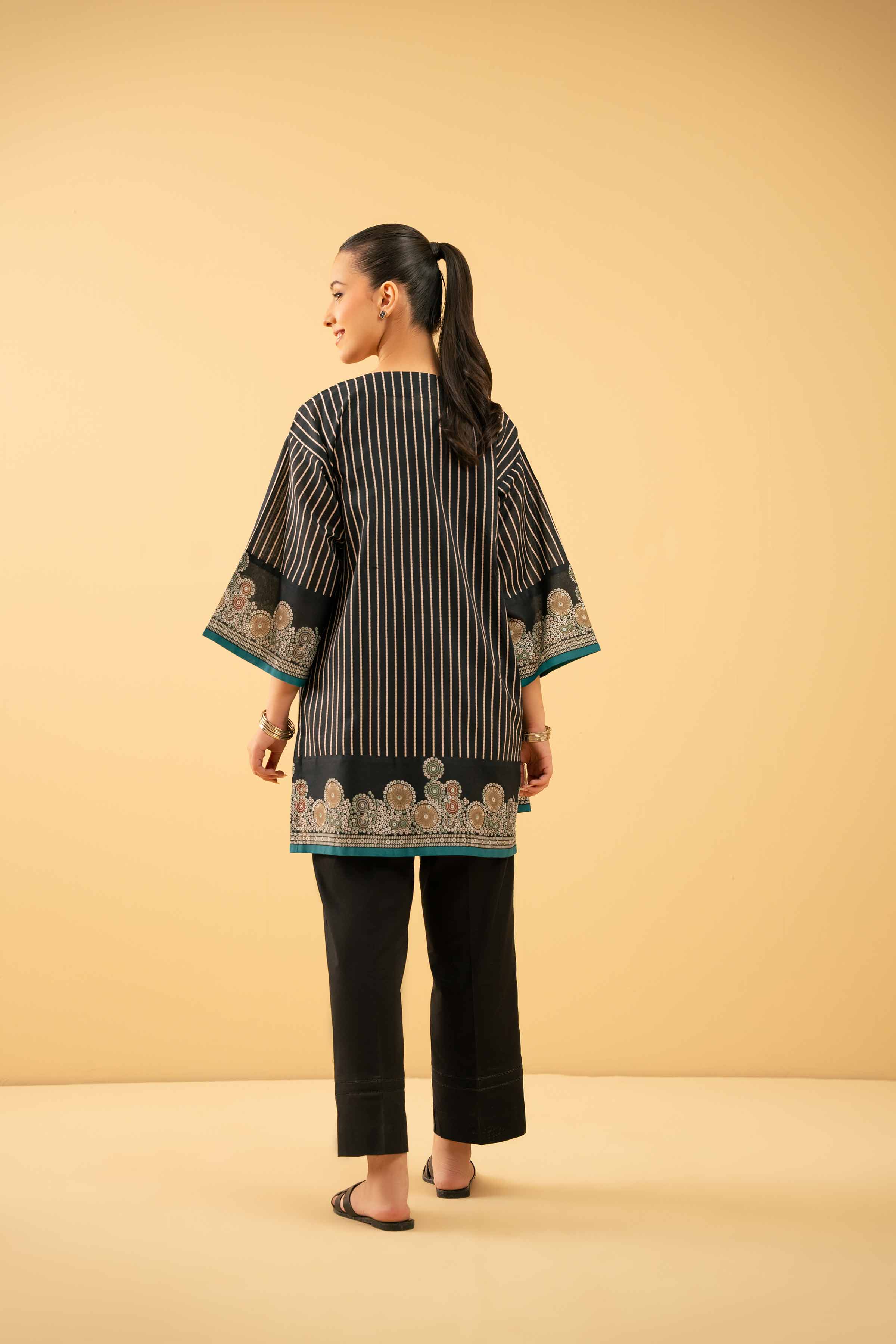 NishatUK - Black Printed Lawn 1-piece ready to wear Shirt