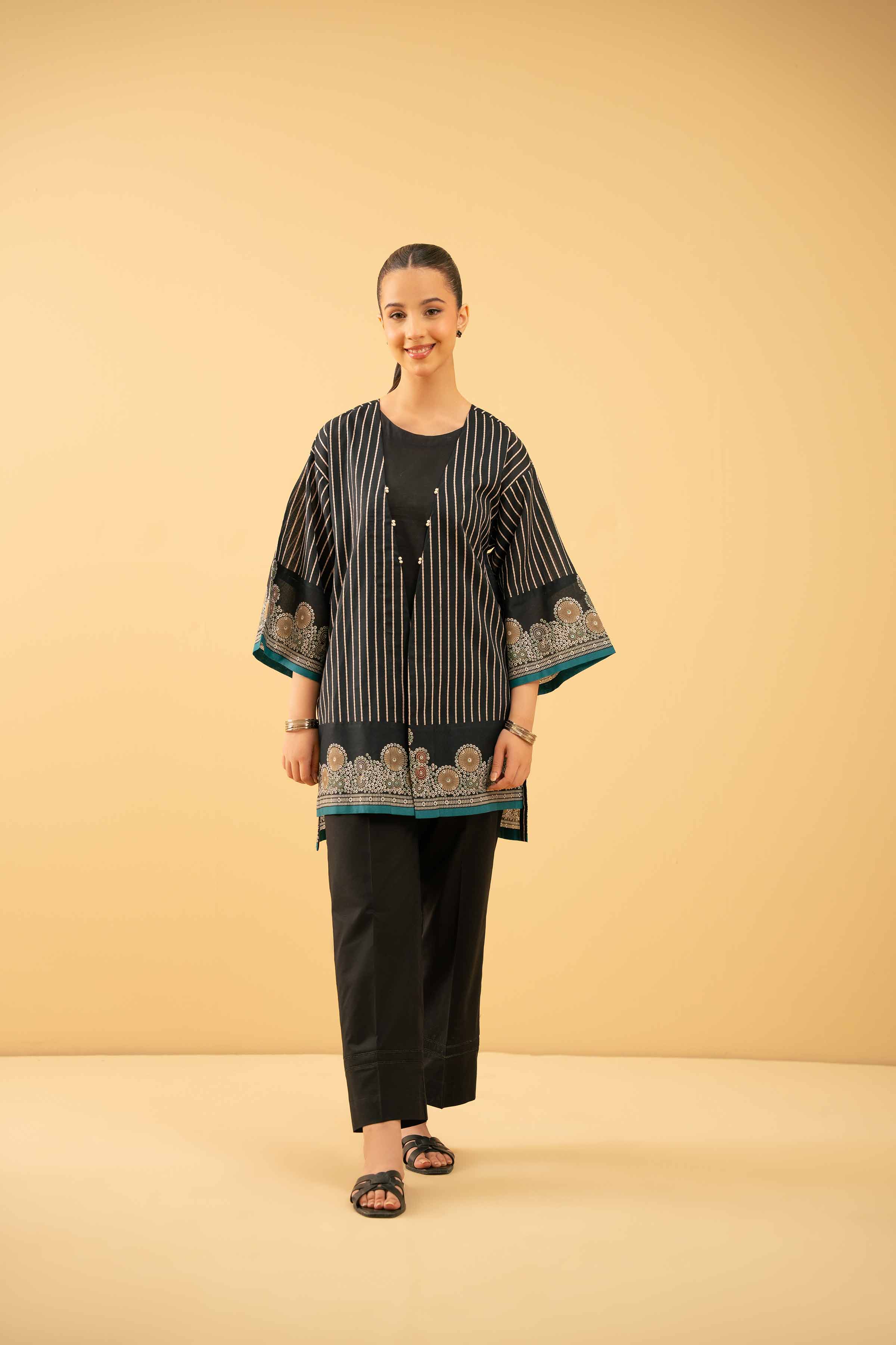 NishatUK - Black Printed Lawn 1-piece ready to wear Shirt