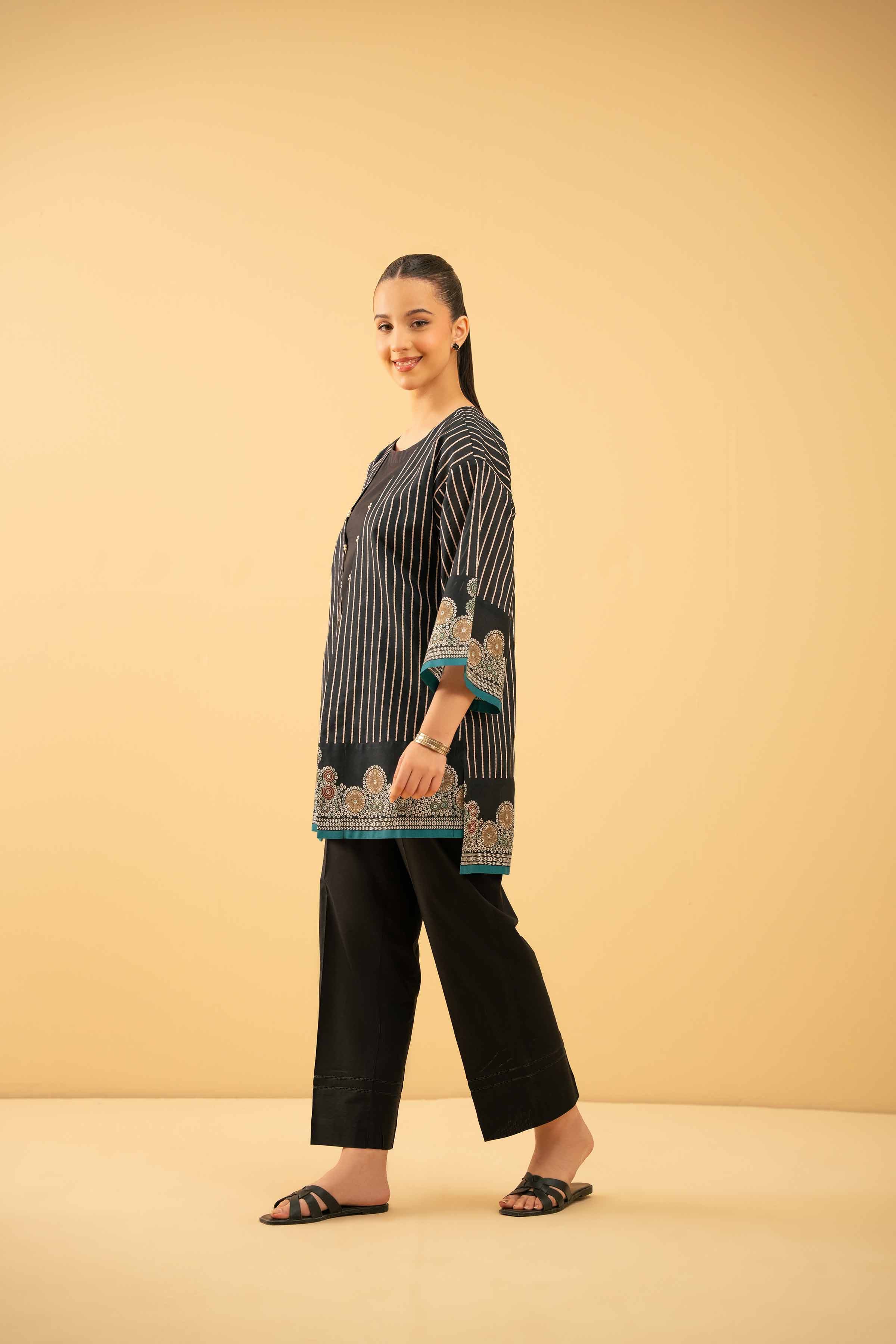 NishatUK - Black Printed Lawn 1-piece ready to wear Shirt
