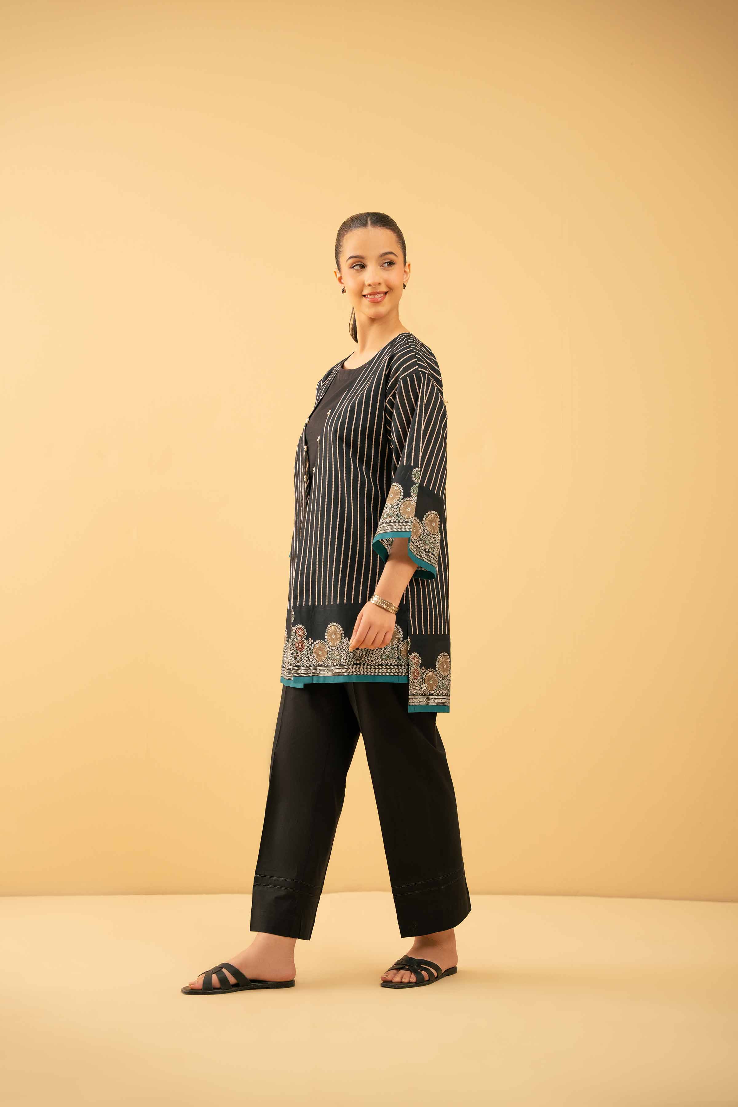 NishatUK - Black Printed Lawn 1-piece ready to wear Shirt