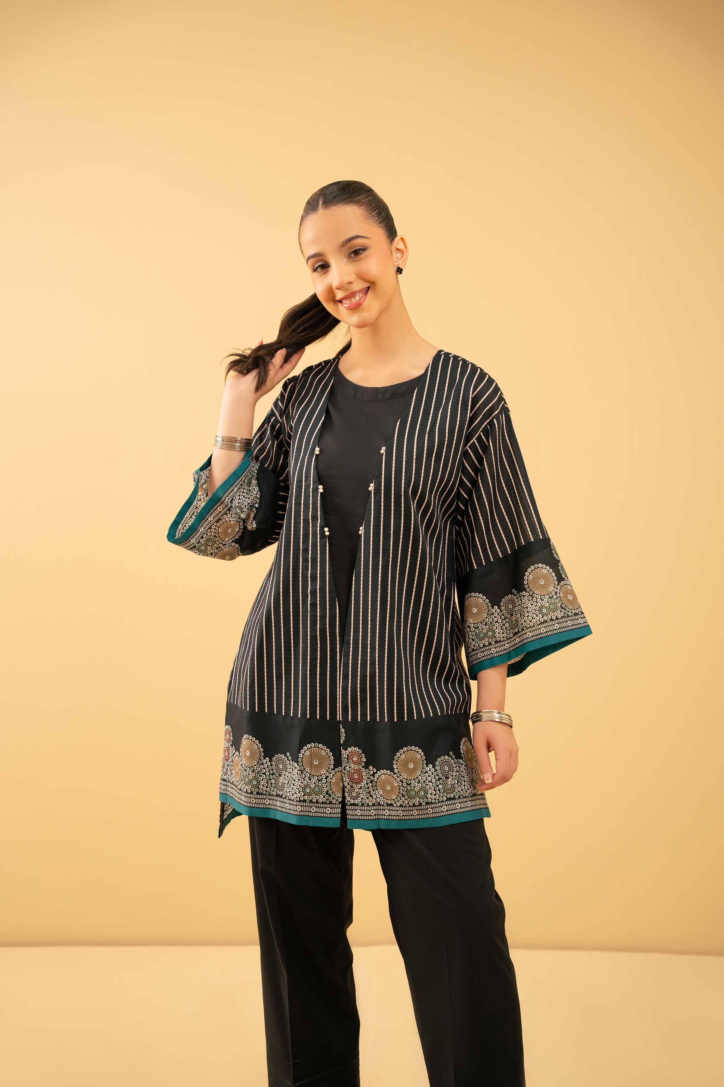 NishatUK - Black Printed Lawn 1-piece ready to wear Shirt