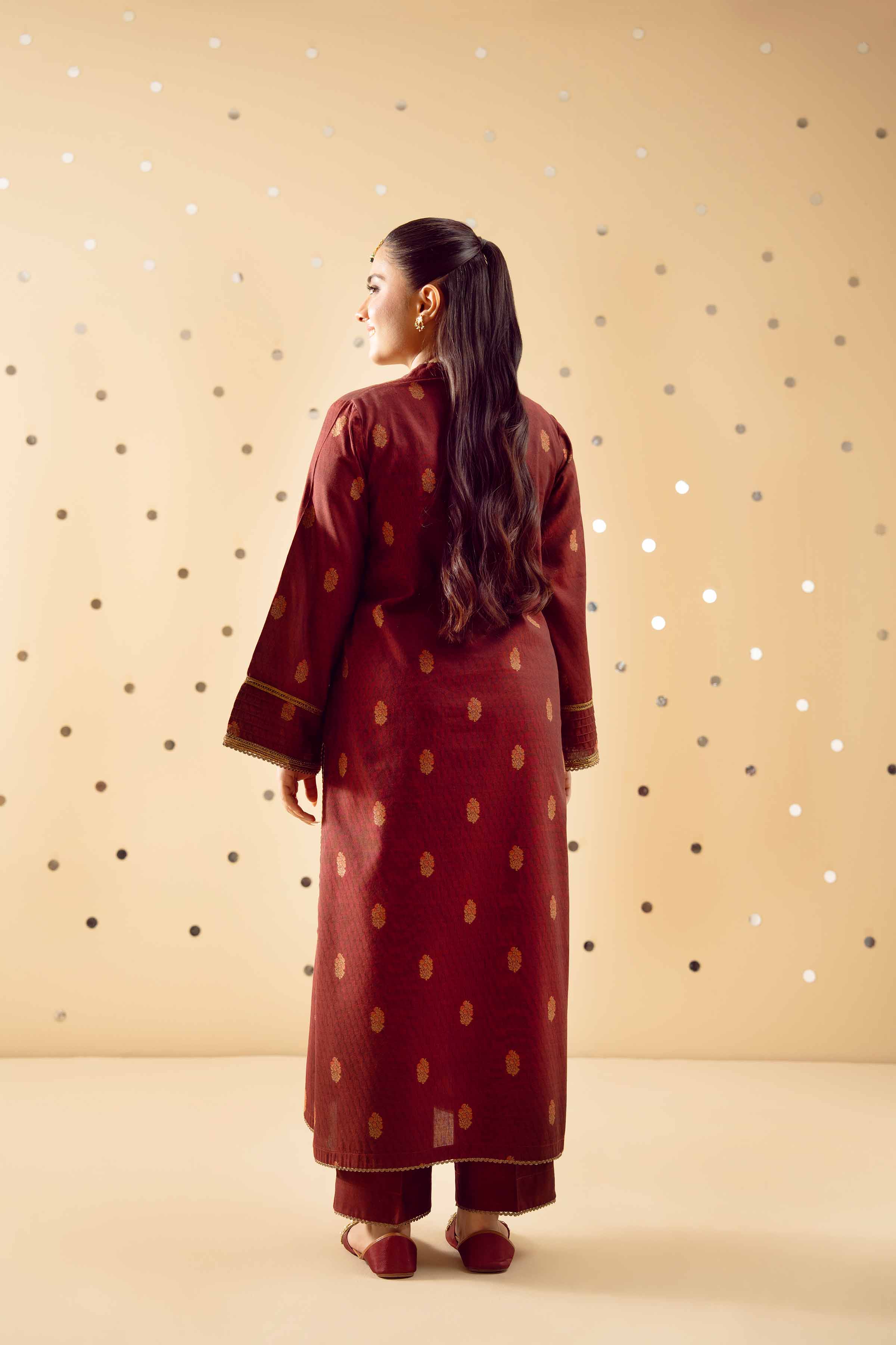 NishatUK - Maroon Solids Jacquard 2-piece ready to wear Dress