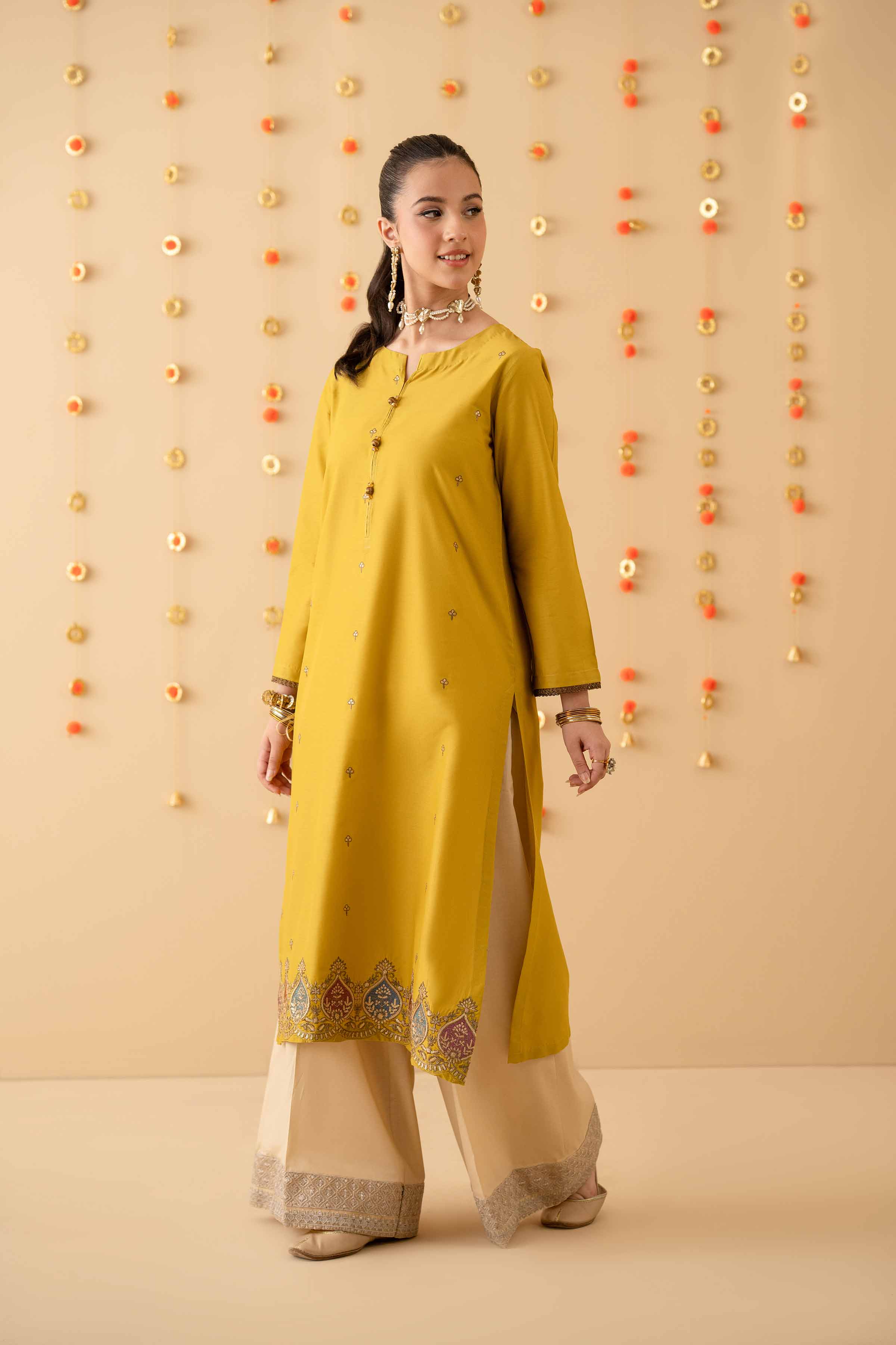 NishatUK - Olive Green Embroidered   Cambric 1-piece ready to wear Shirt