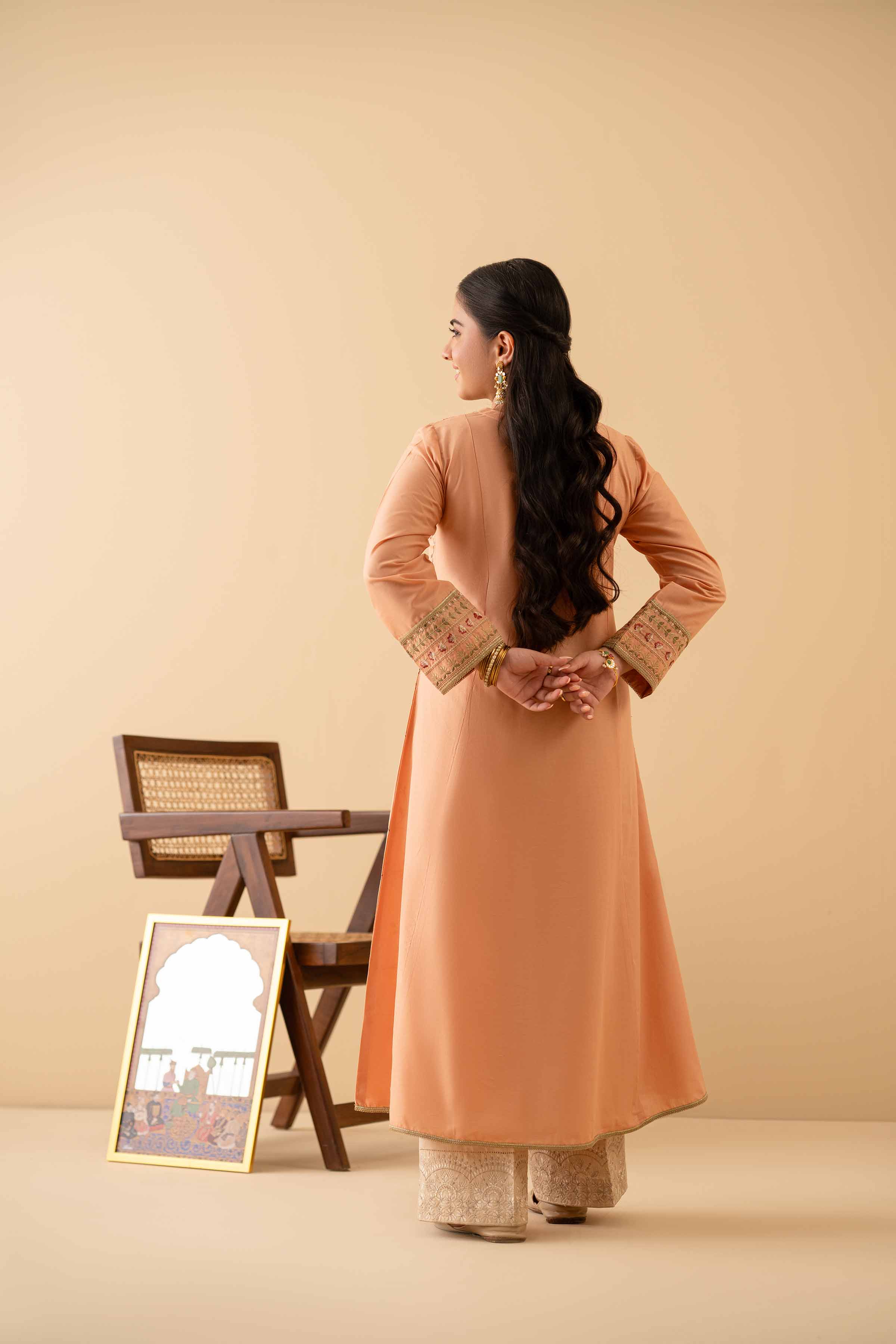 NishatUK - Peach Embroidered   Cambric 1-piece ready to wear Shirt