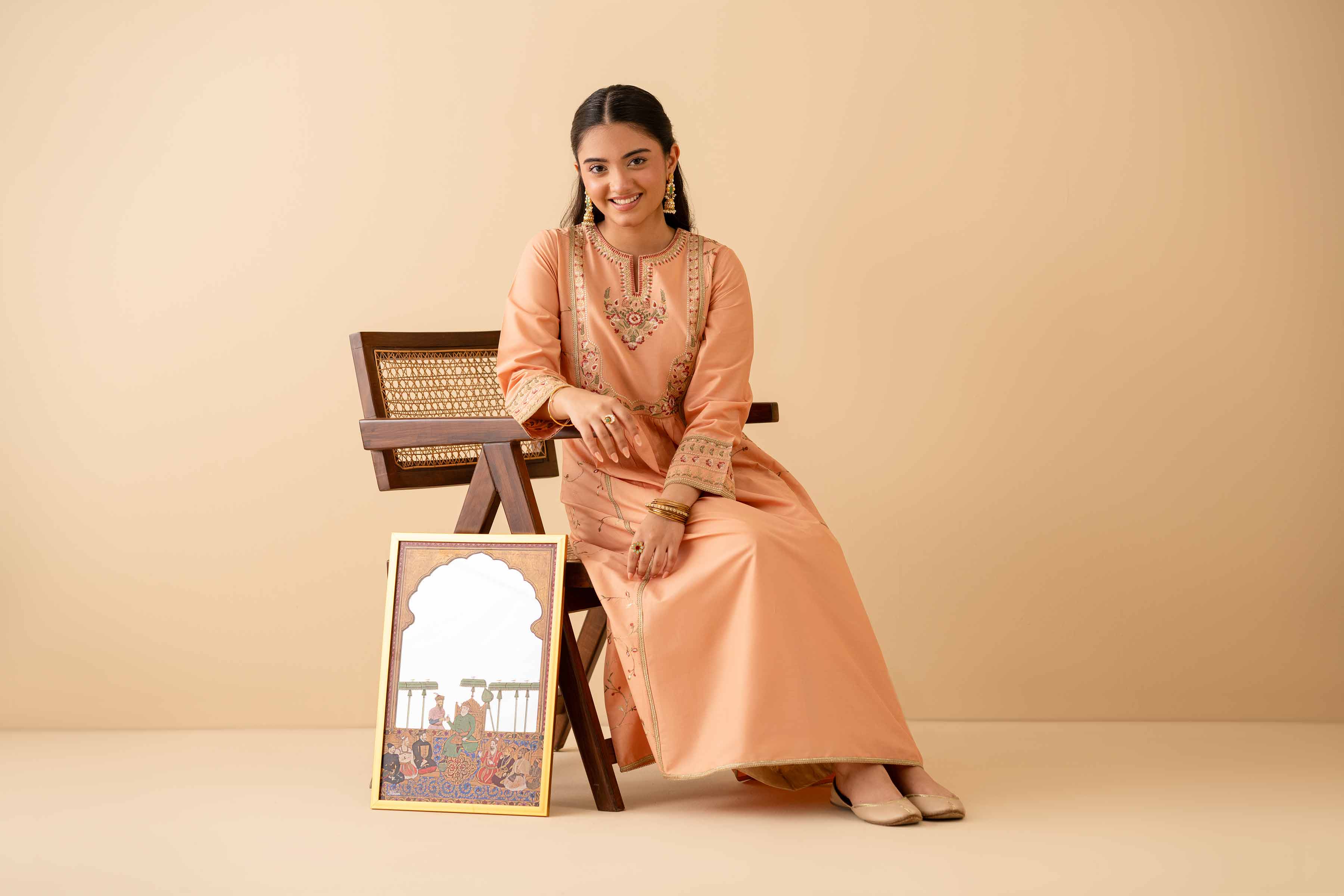 NishatUK - Peach Embroidered   Cambric 1-piece ready to wear Shirt