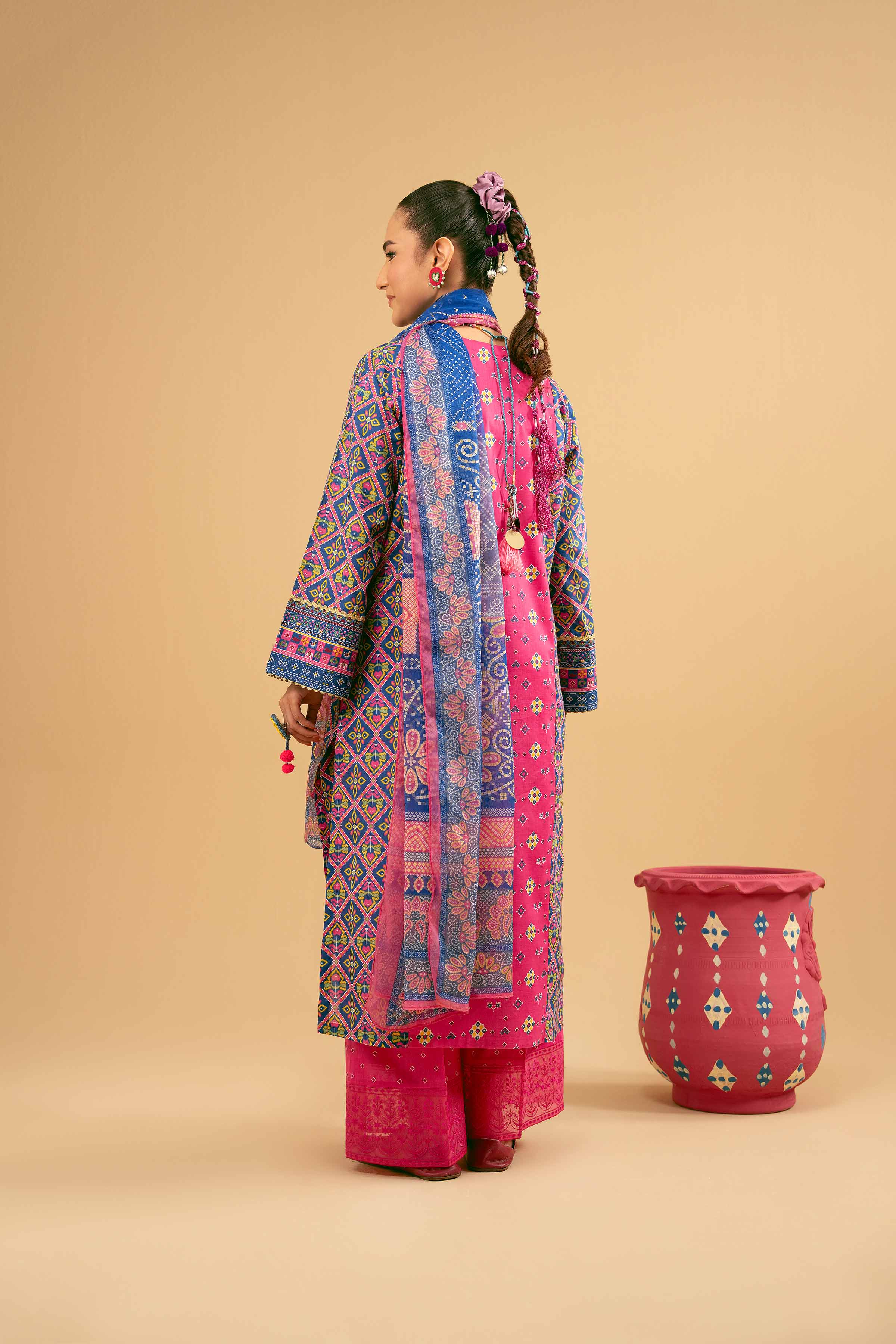 NishatUK - Peach Embroidered Lawn 3-piece ready to wear Suit