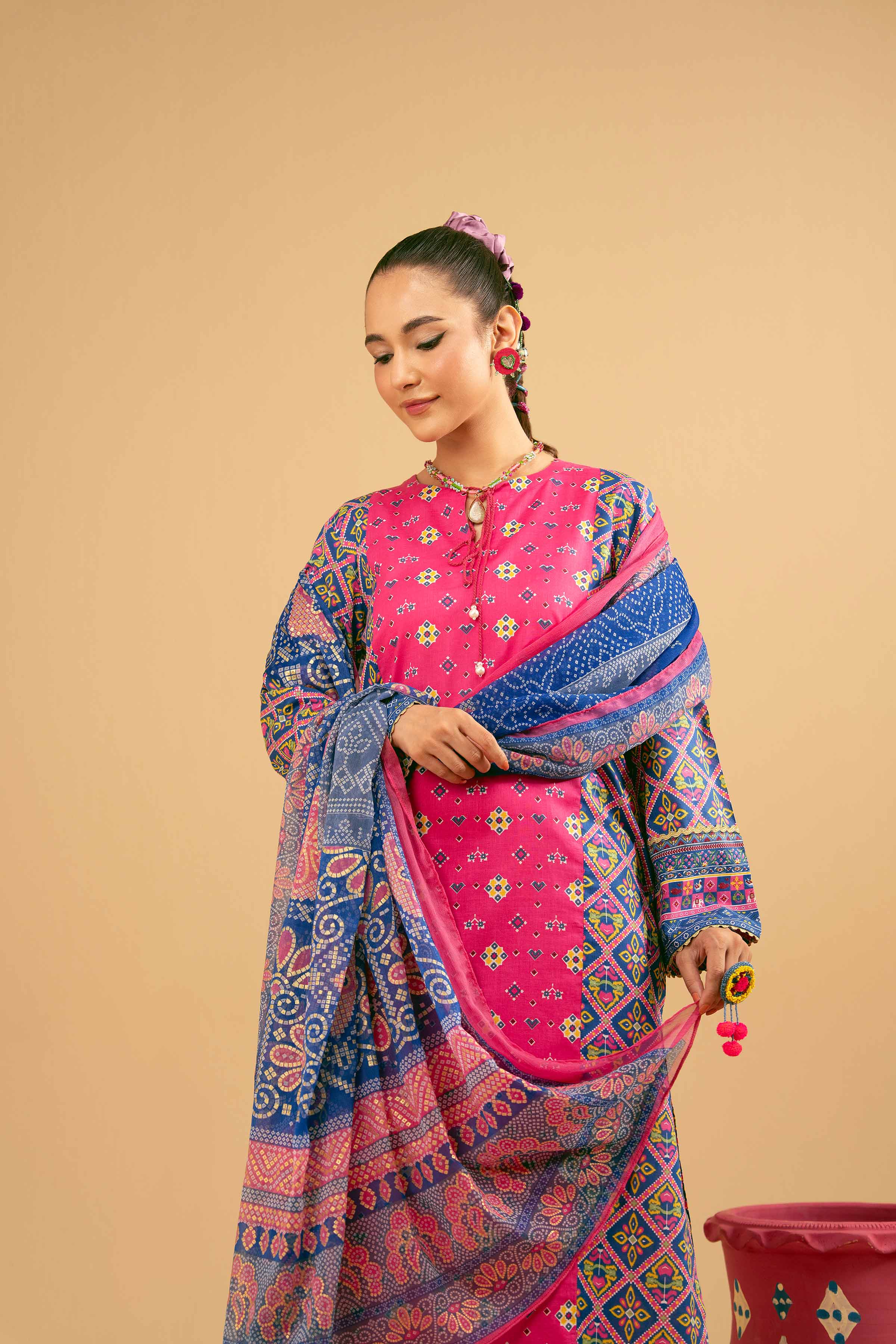 NishatUK - Peach Embroidered Lawn 3-piece ready to wear Suit