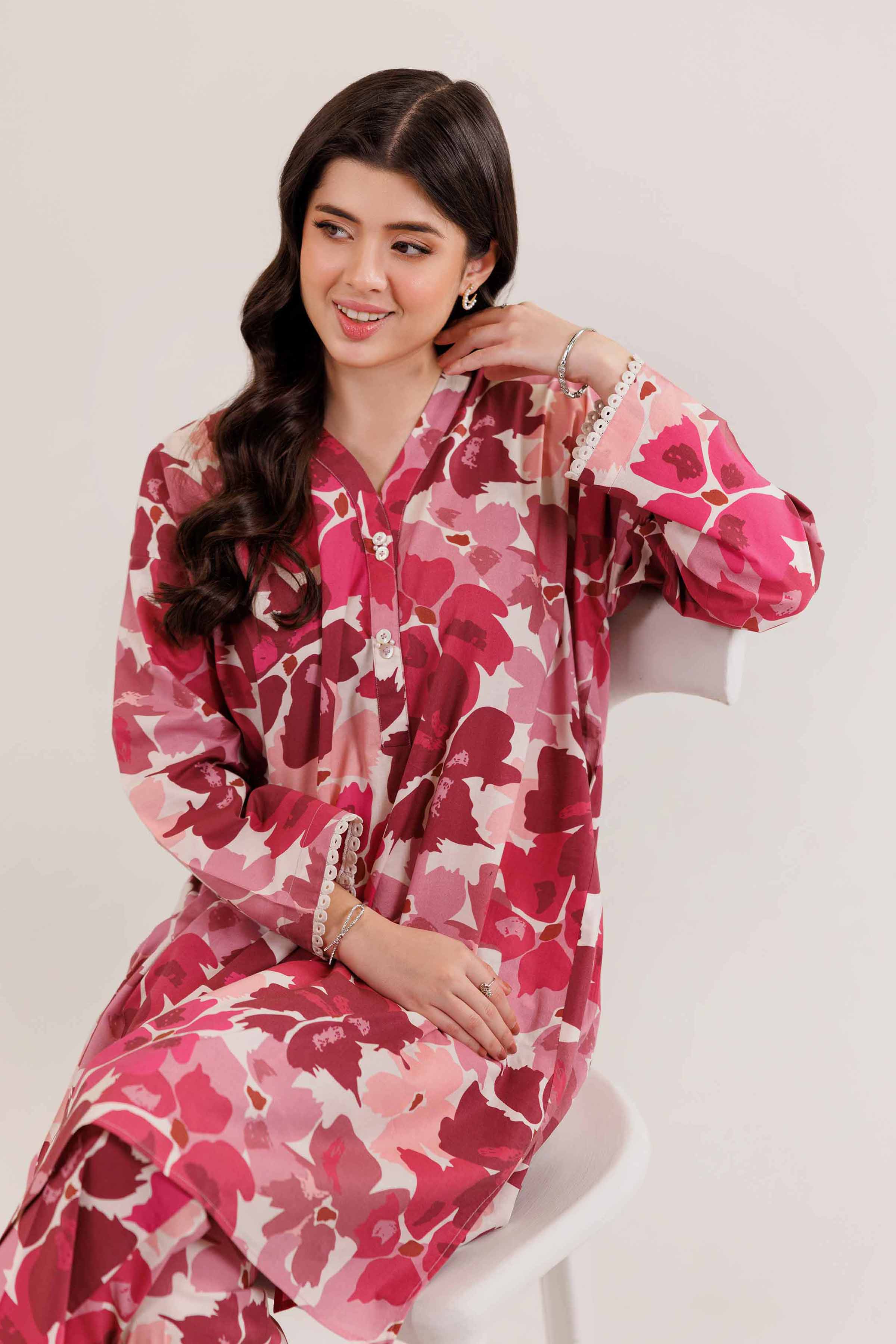 NishatUK - Brown Printed  Cambric 2-piece ready to wear Dress