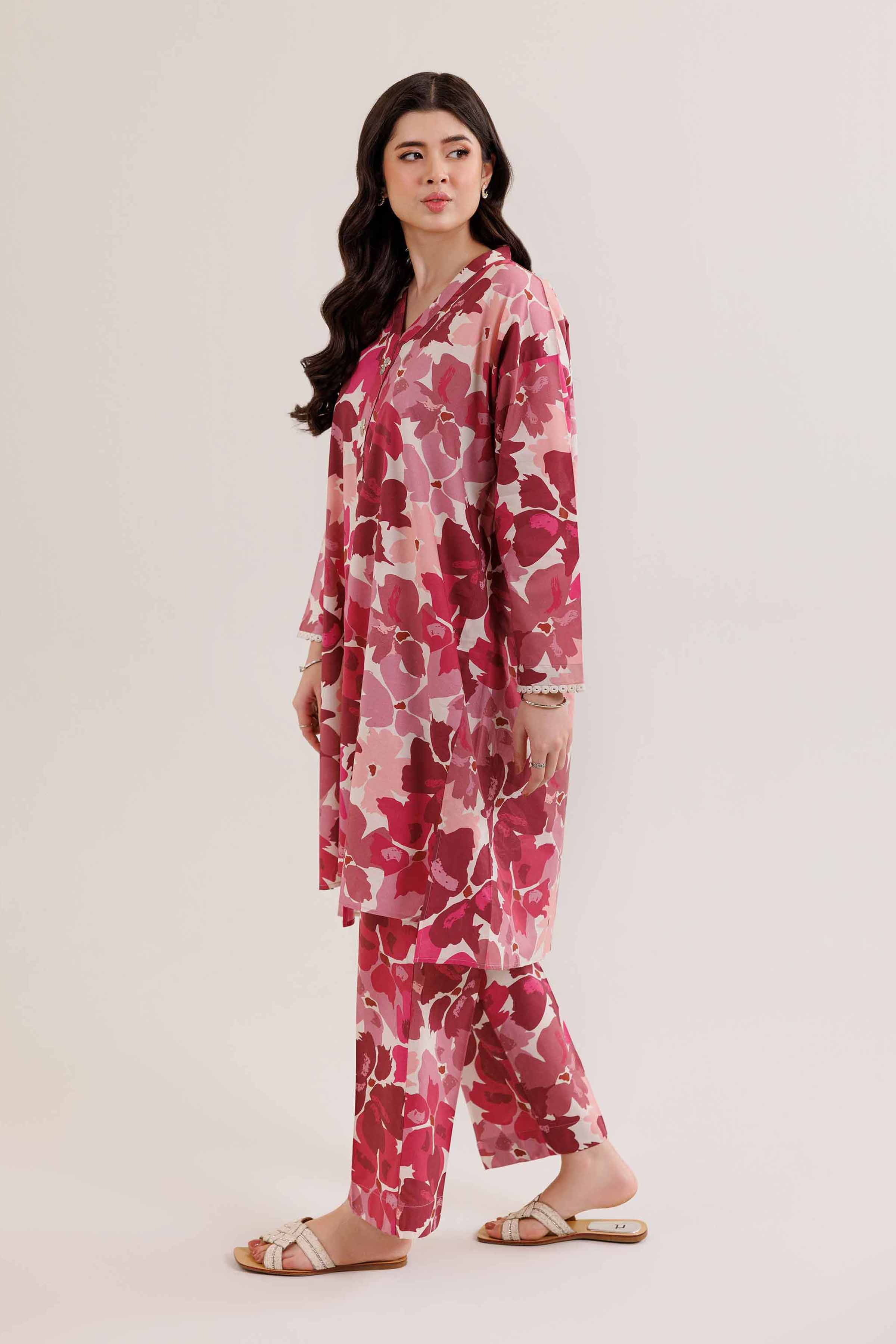 NishatUK - Brown Printed  Cambric 2-piece ready to wear Dress