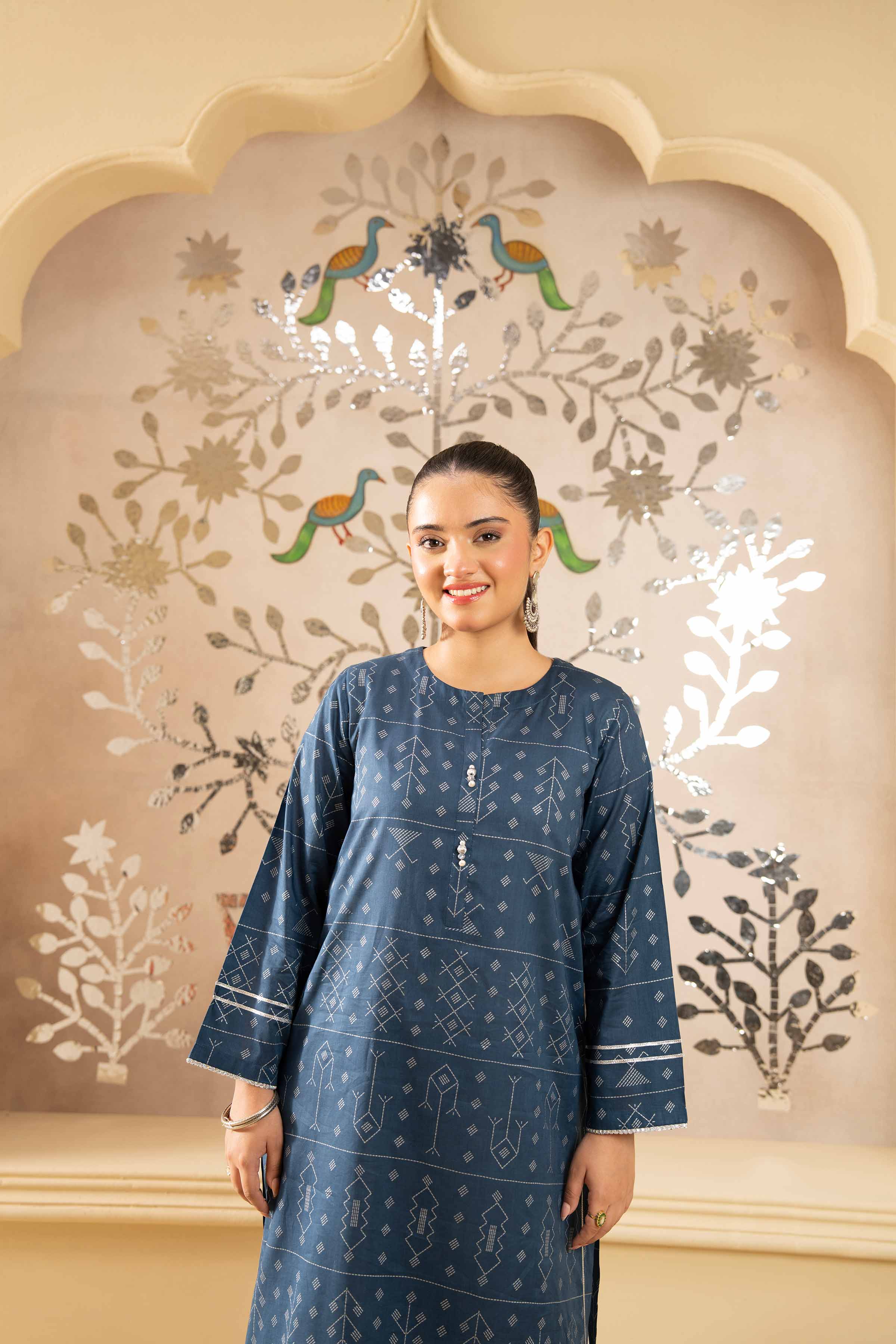 NishatUK - Blue Printed  Lawn 1-piece ready to wear Shirt