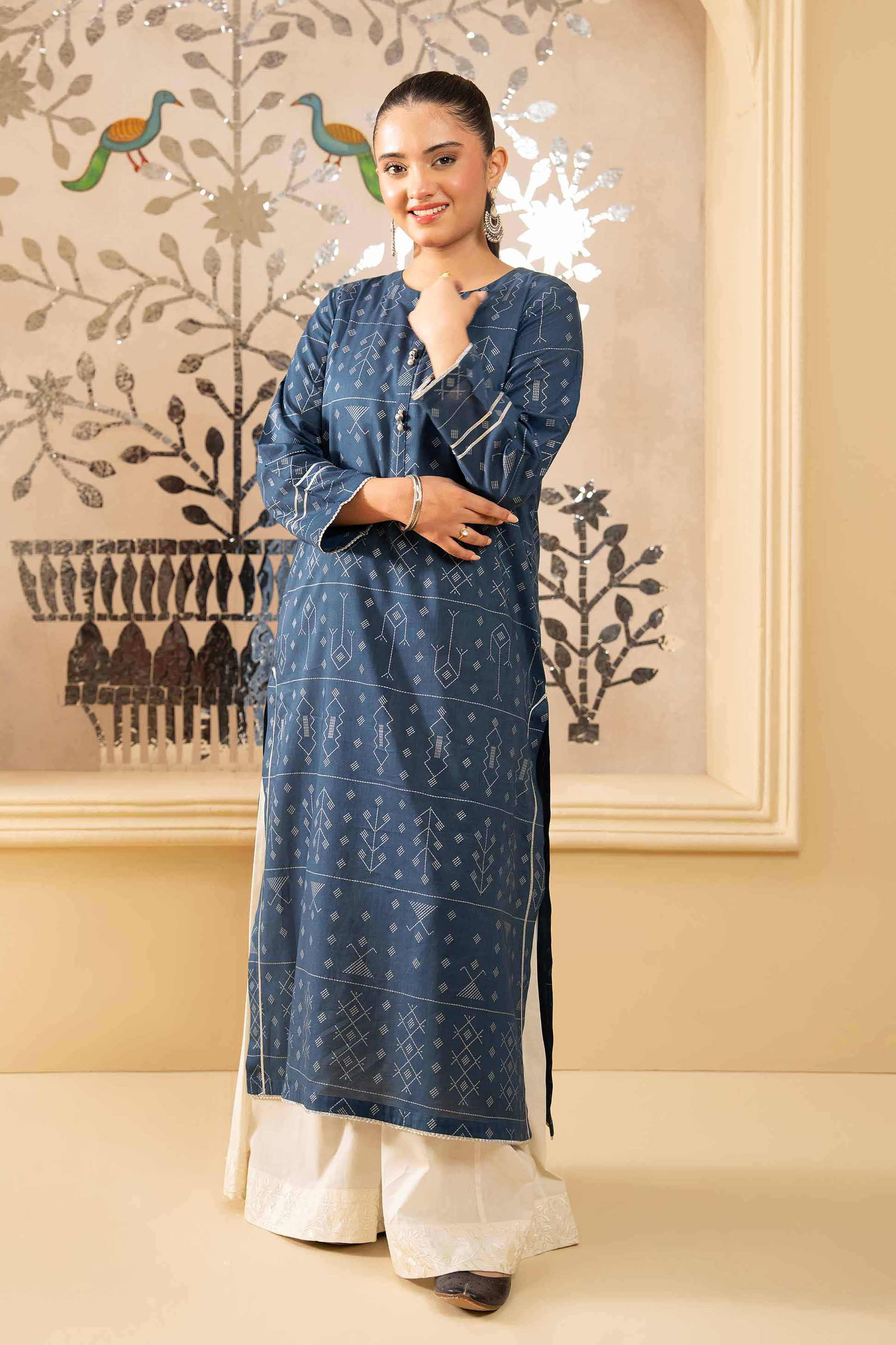 NishatUK - Blue Printed  Lawn 1-piece ready to wear Shirt