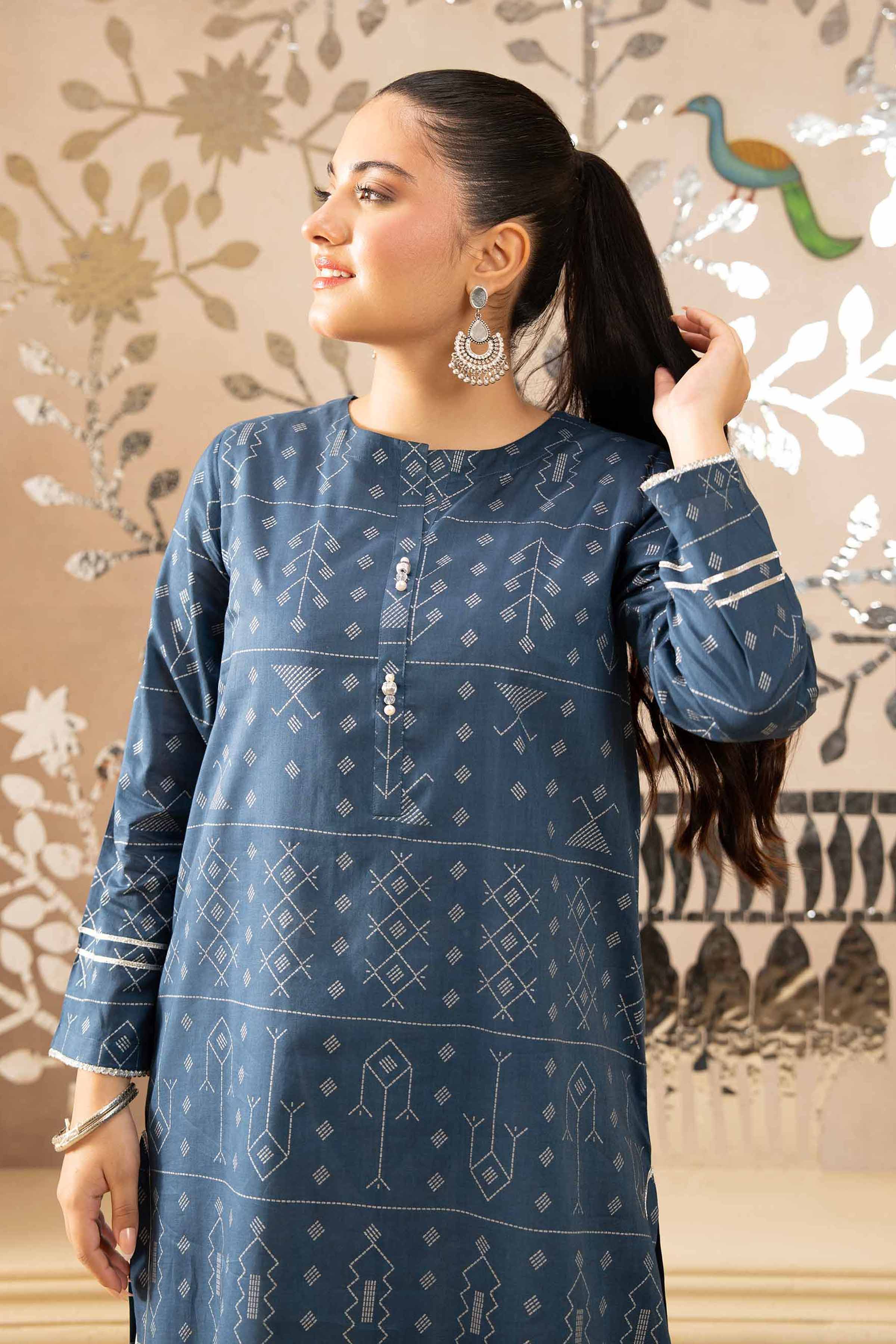 NishatUK - Blue Printed  Lawn 1-piece ready to wear Shirt