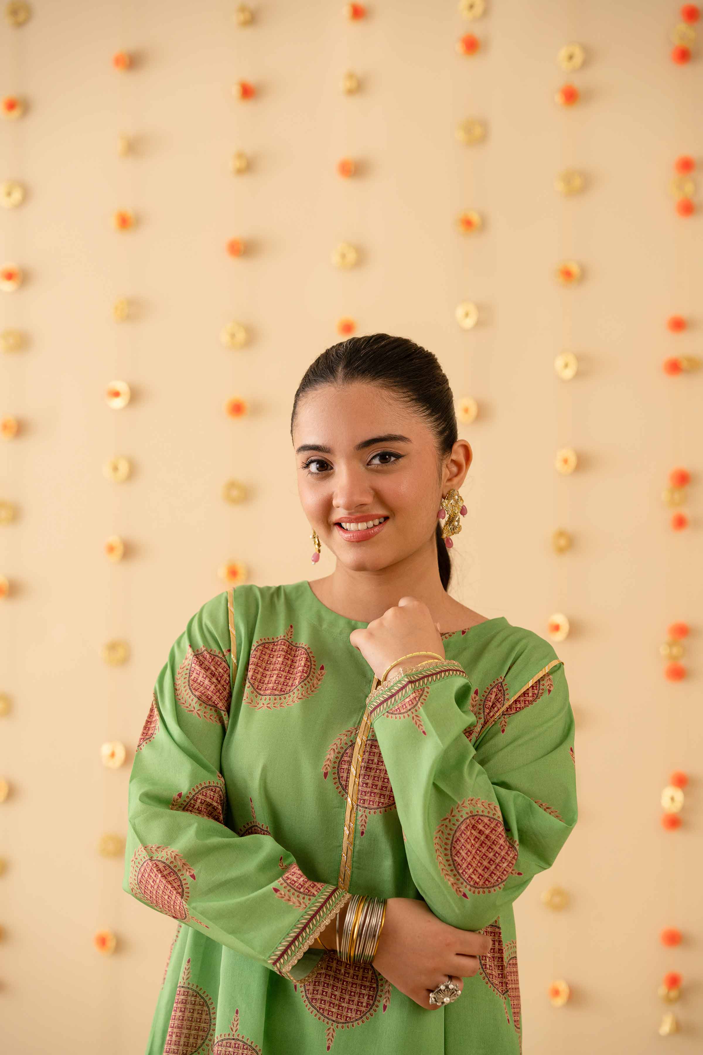 NishatUK - Green Printed Lawn 2-piece ready to wear Dress