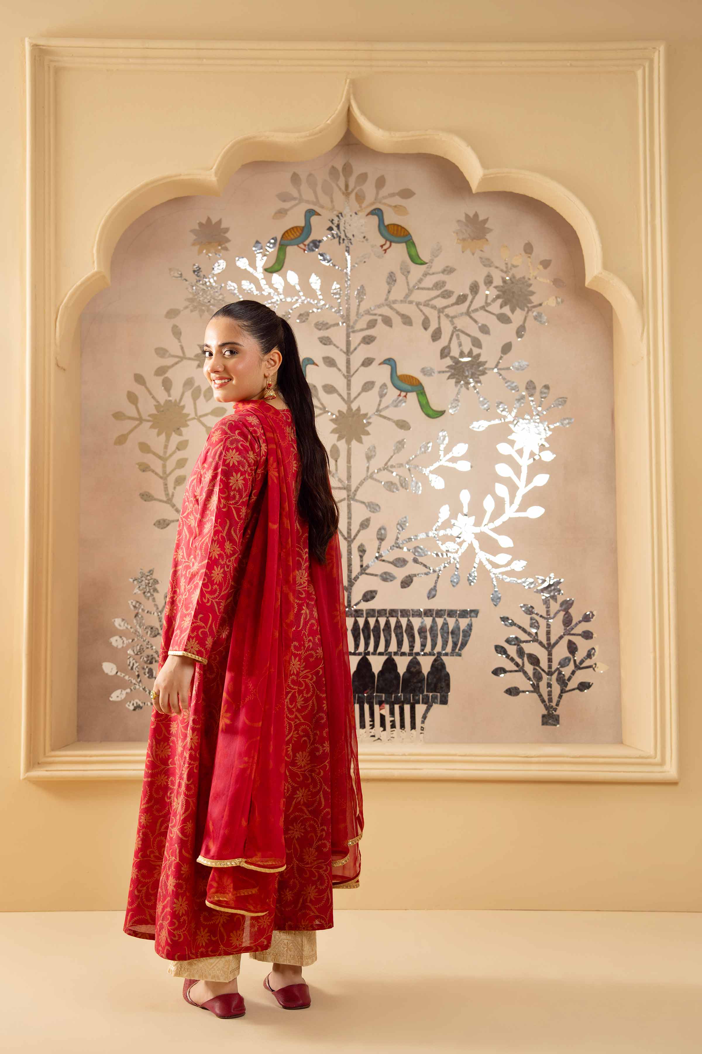 NishatUK - Red Printed  Lawn 2-piece ready to wear Dress