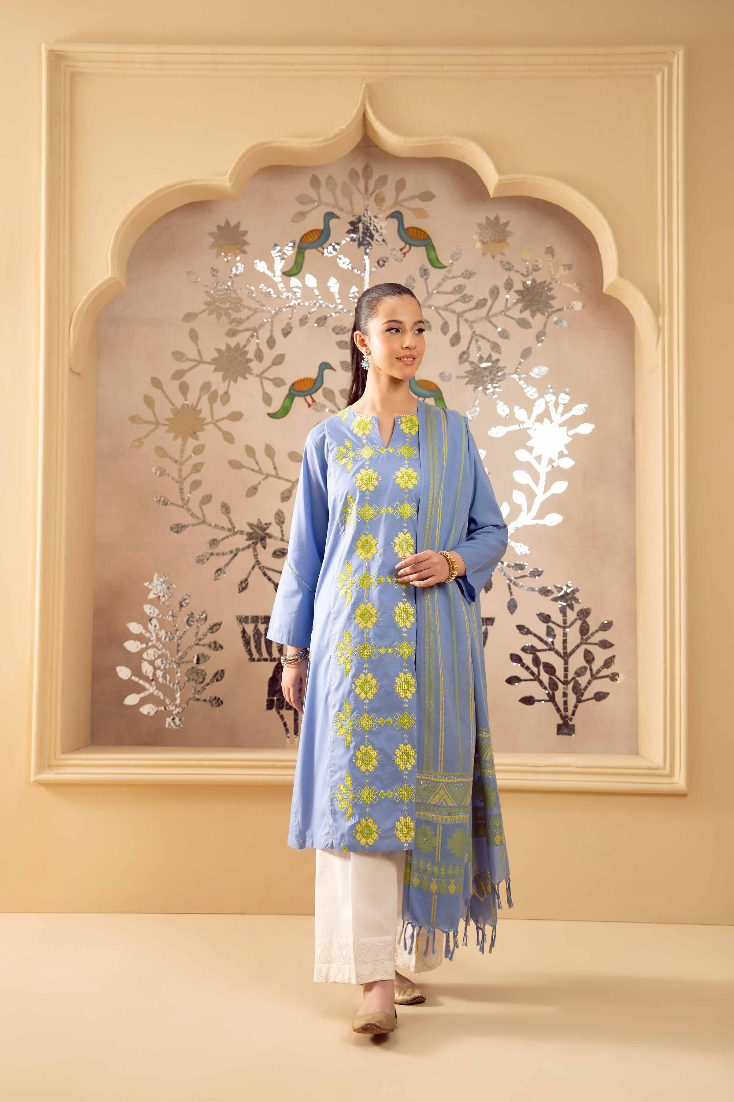 NishatUK - Purple Embroidered   Cambric 2-piece ready to wear Dress