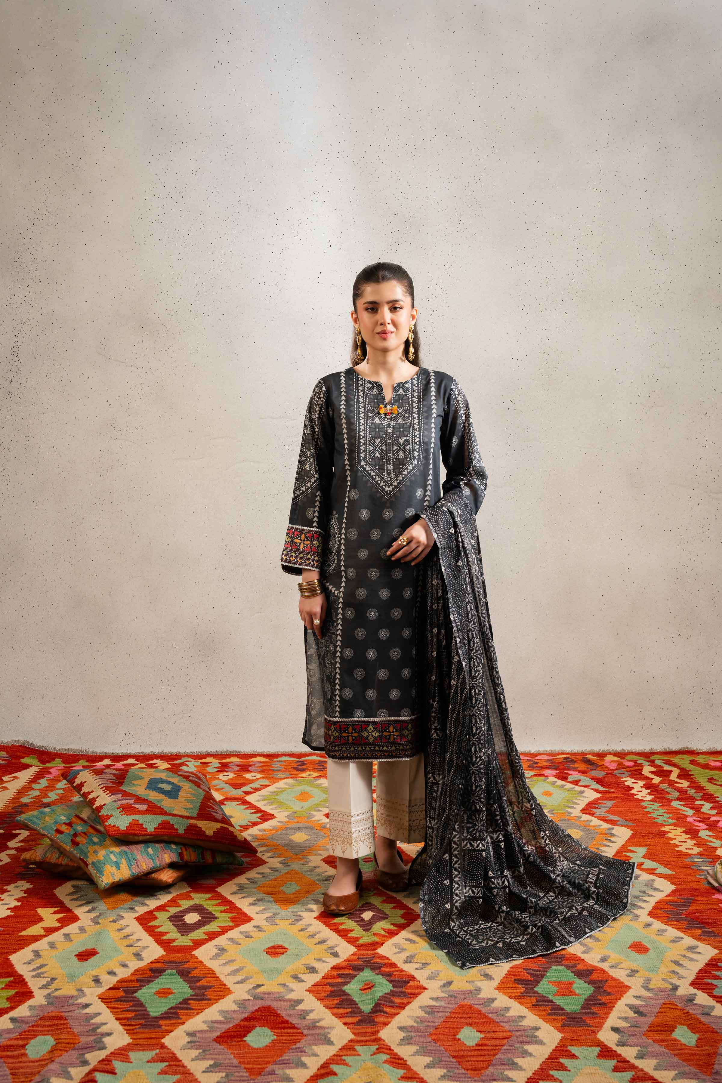 NishatUK - Brown Printed Lawn 2-piece ready to wear Dress