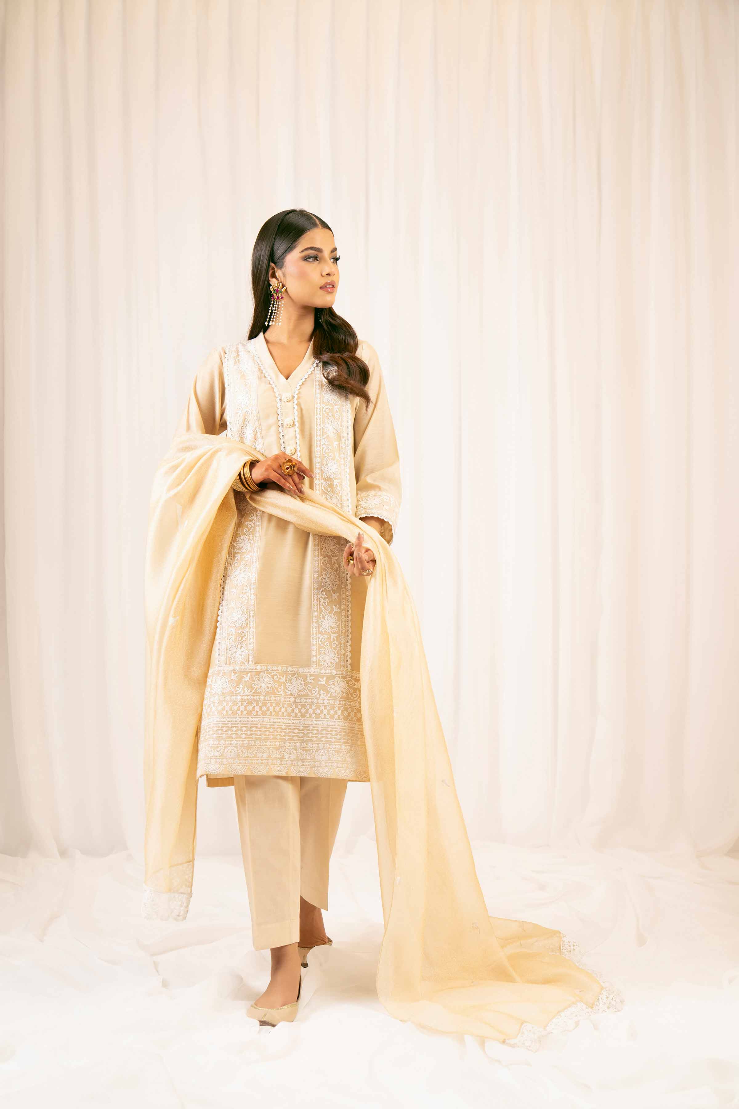NishatUK - Skin Embroidered Chiffon 3-piece ready to wear Suit