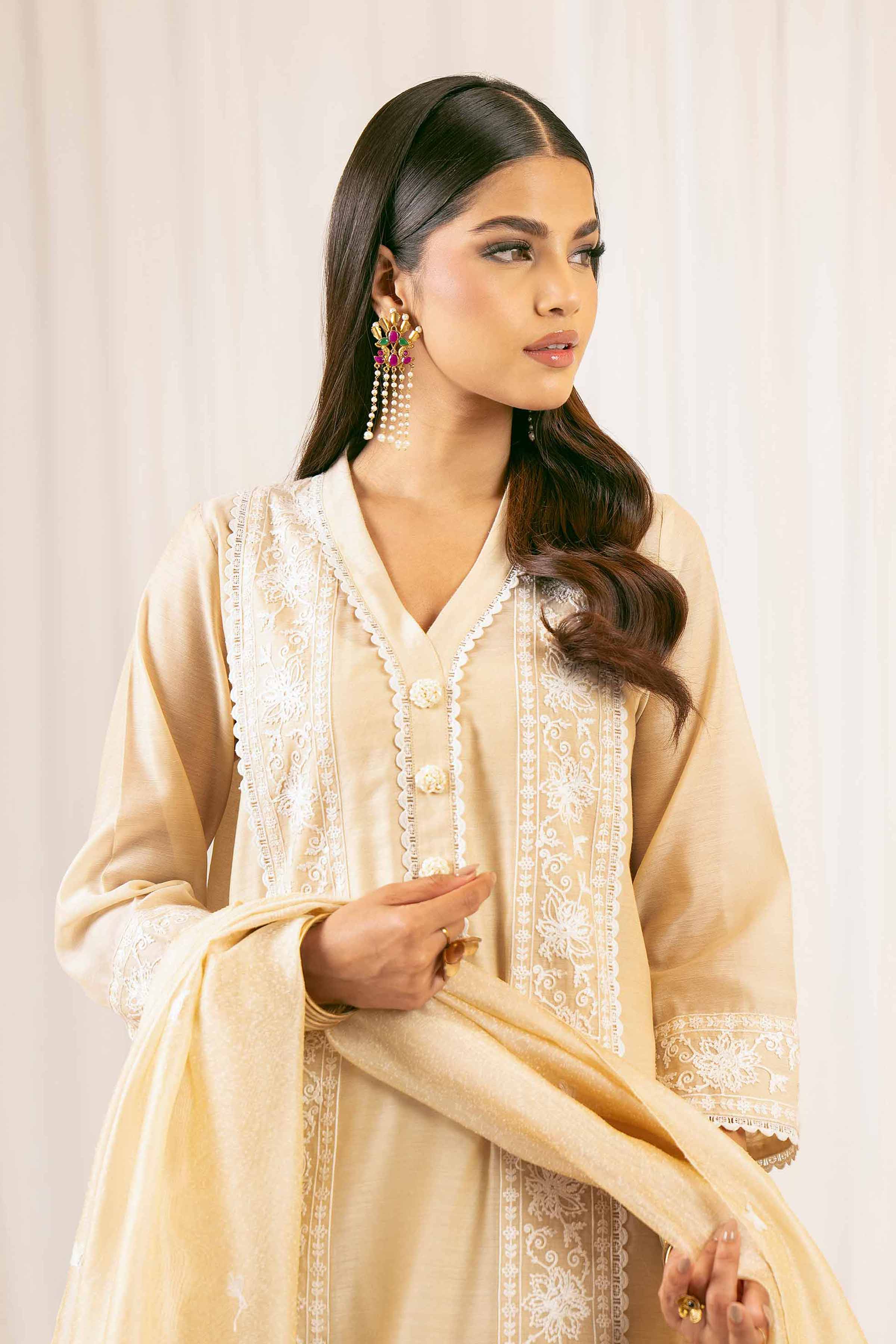 NishatUK - Skin Embroidered Chiffon 3-piece ready to wear Suit
