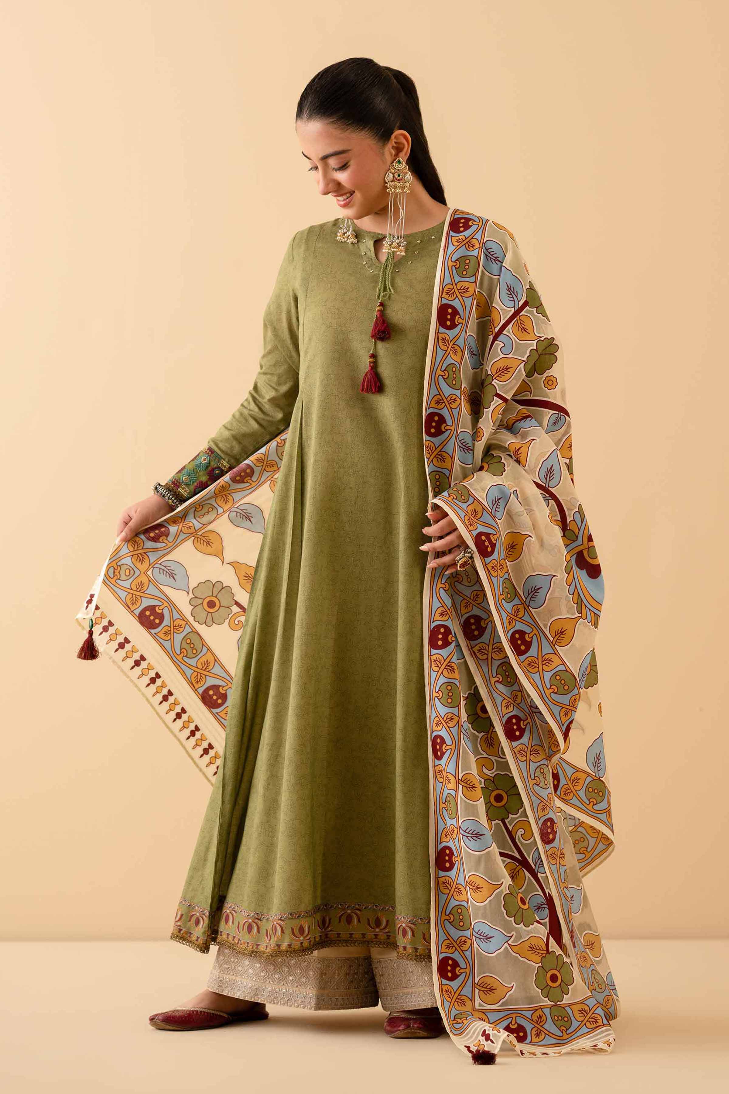 NishatUK - Green Embroidered  Lawn 2-piece ready to wear Dress