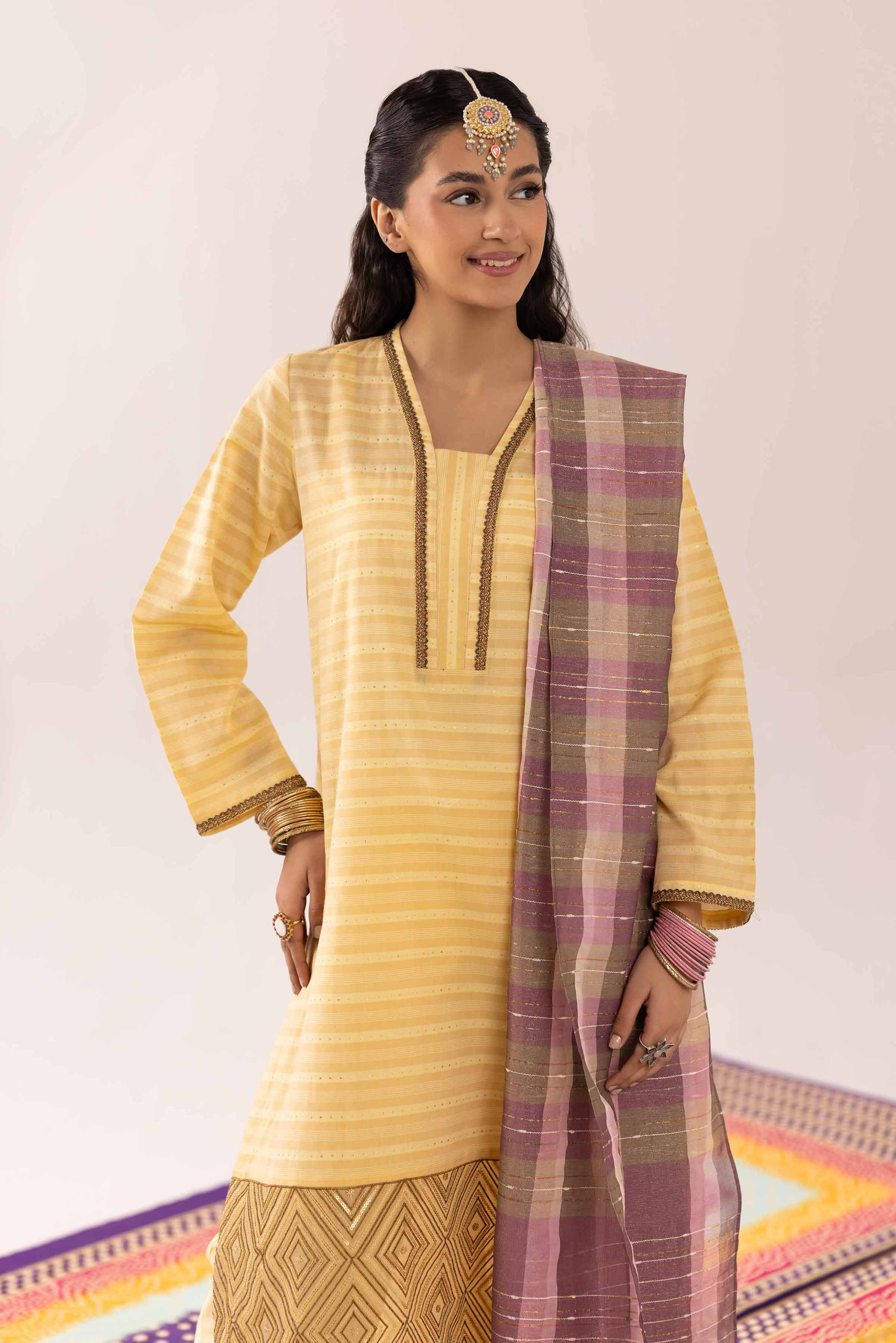 NishatUK - Yellow Embroidered  Jacquard 3-piece ready to wear Suit