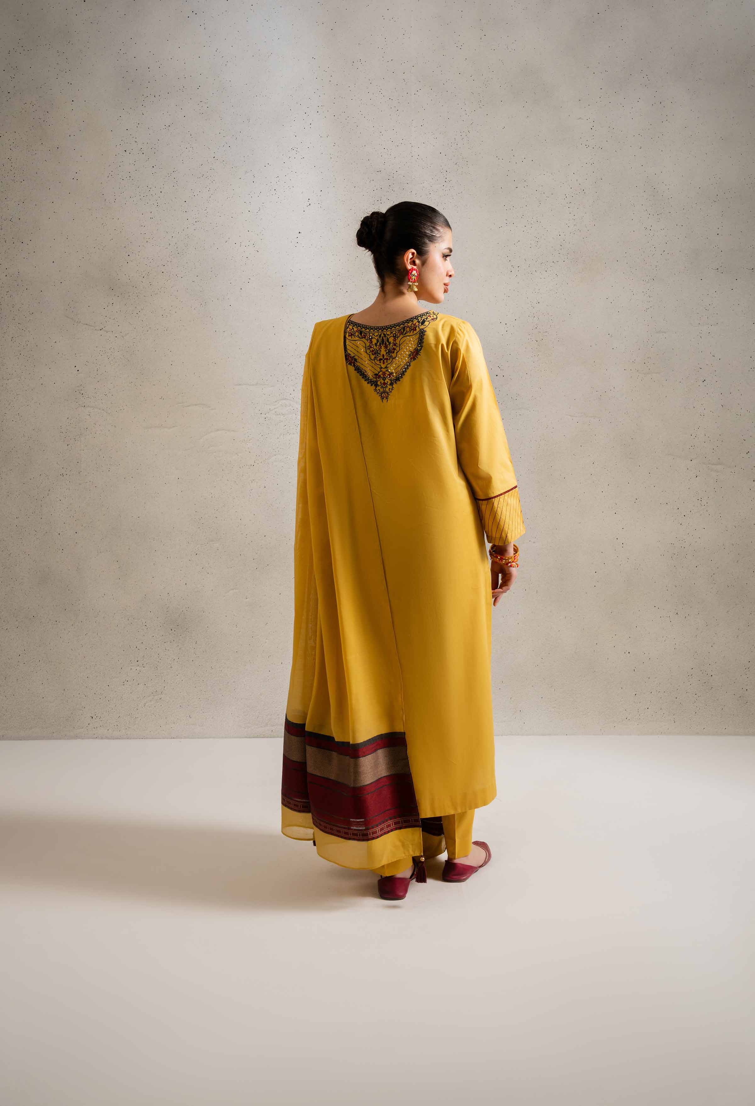 NishatUK - Mustard Embroidered   Cambric 3-piece ready to wear Suit