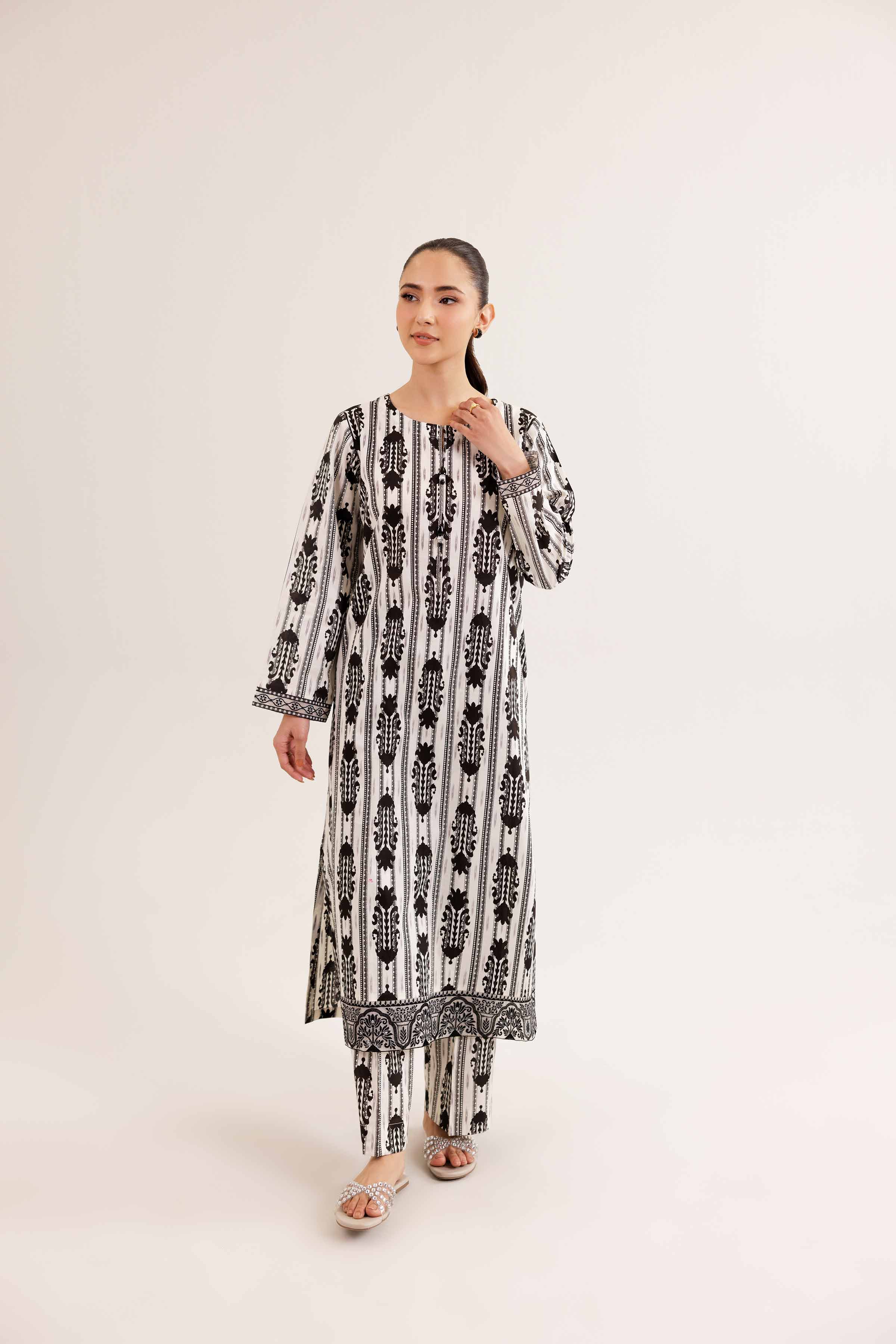 NishatUK - White Embroidered   Cambric 2-piece ready to wear Dress