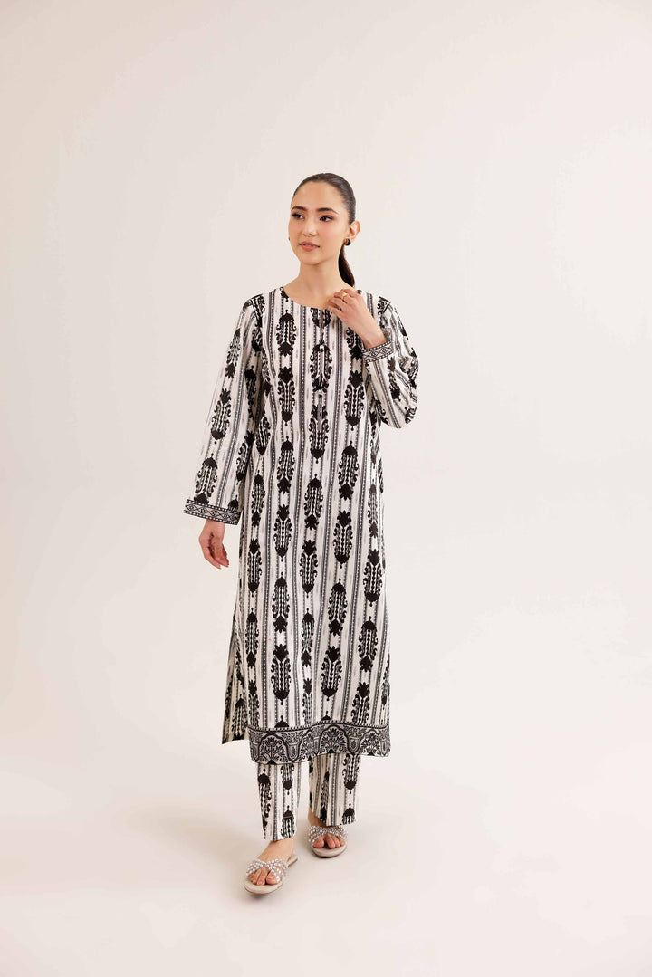 NishatUK - White Embroidered   Cambric 2-piece ready to wear Dress