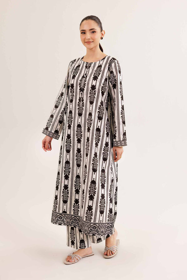 NishatUK - White Embroidered   Cambric 2-piece ready to wear Dress