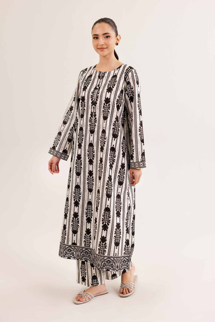 NishatUK - White Embroidered   Cambric 2-piece ready to wear Dress