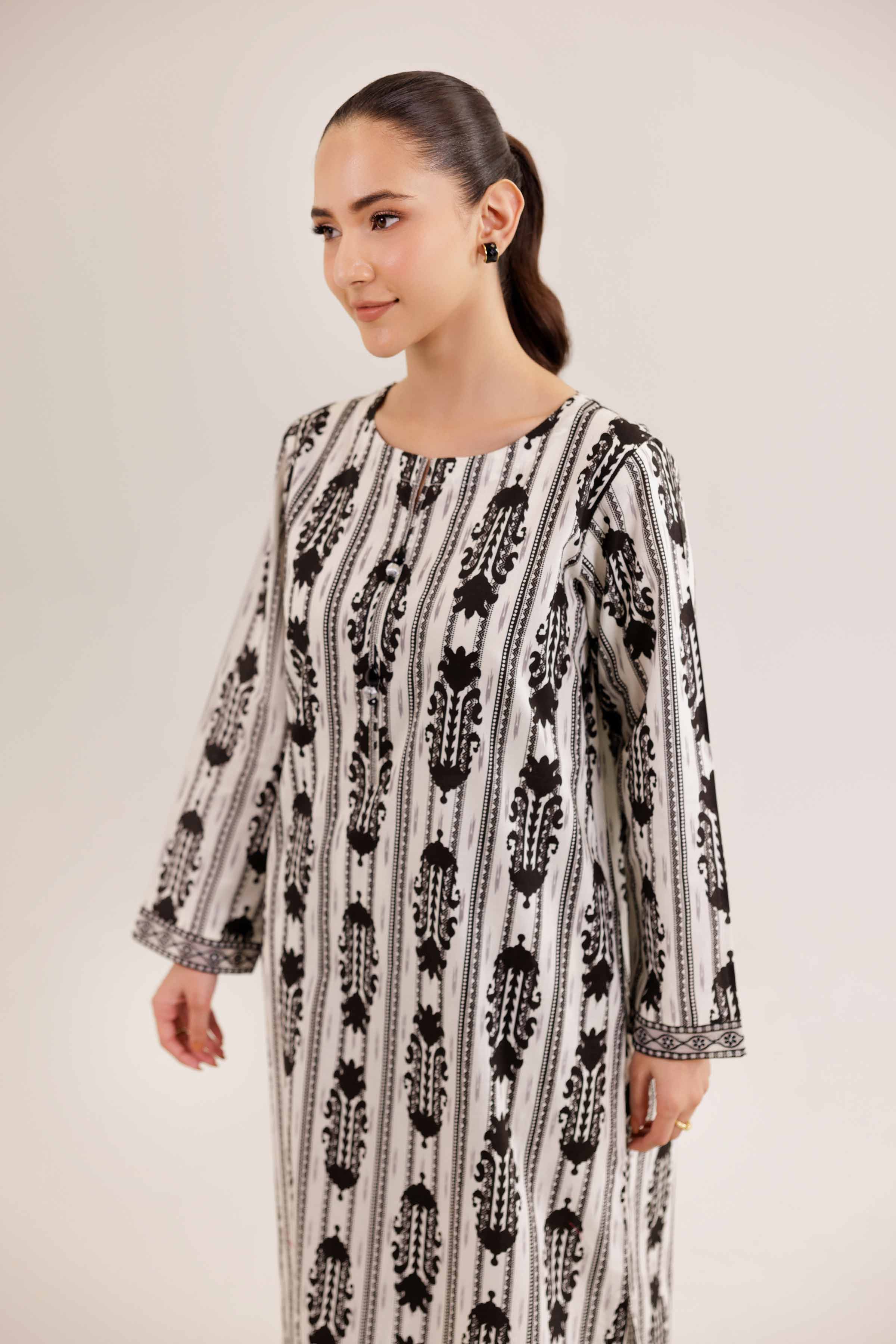 NishatUK - White Embroidered   Cambric 2-piece ready to wear Dress
