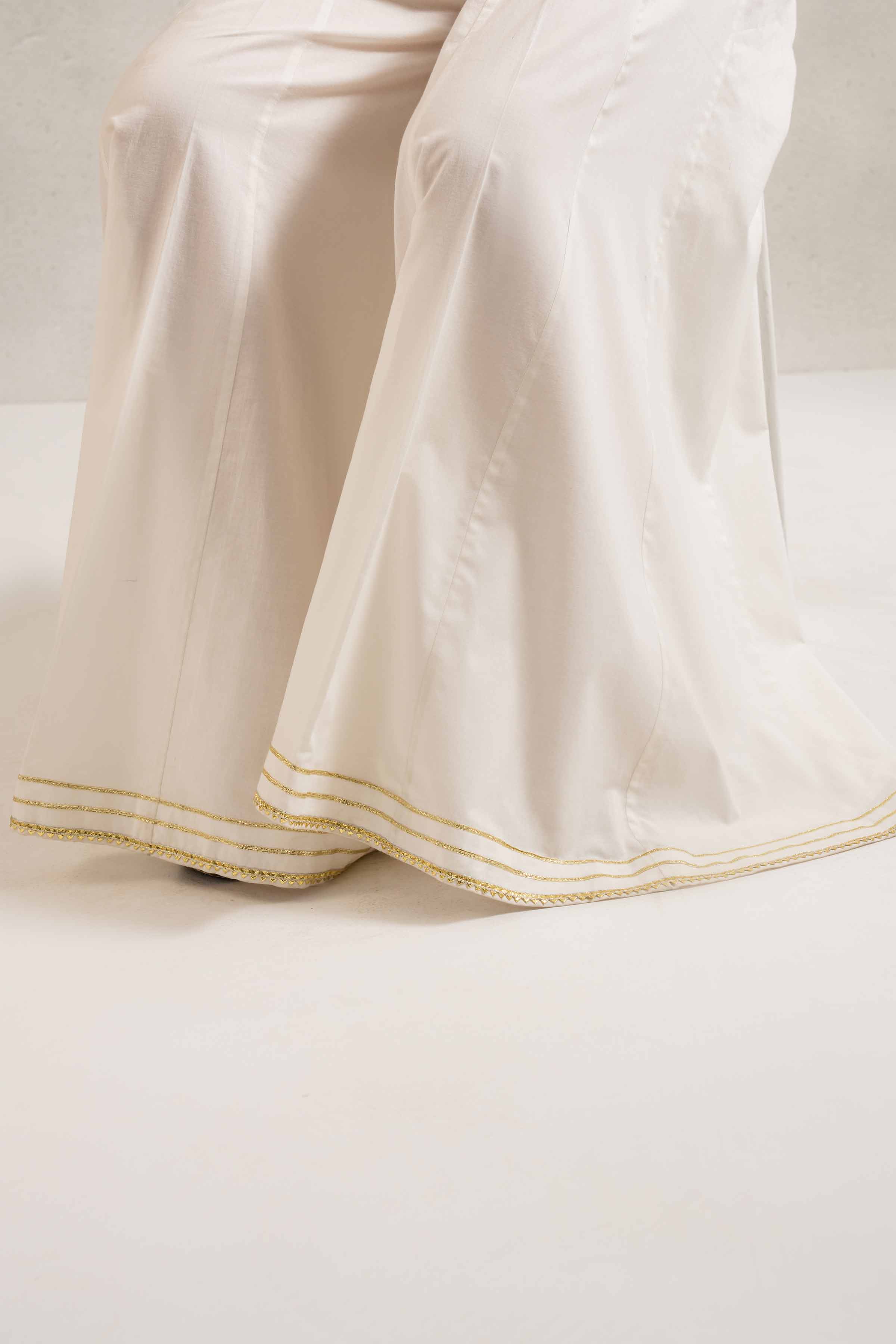 NishatUK - White Solids  Cambric 1-piece ready to wear Sharara