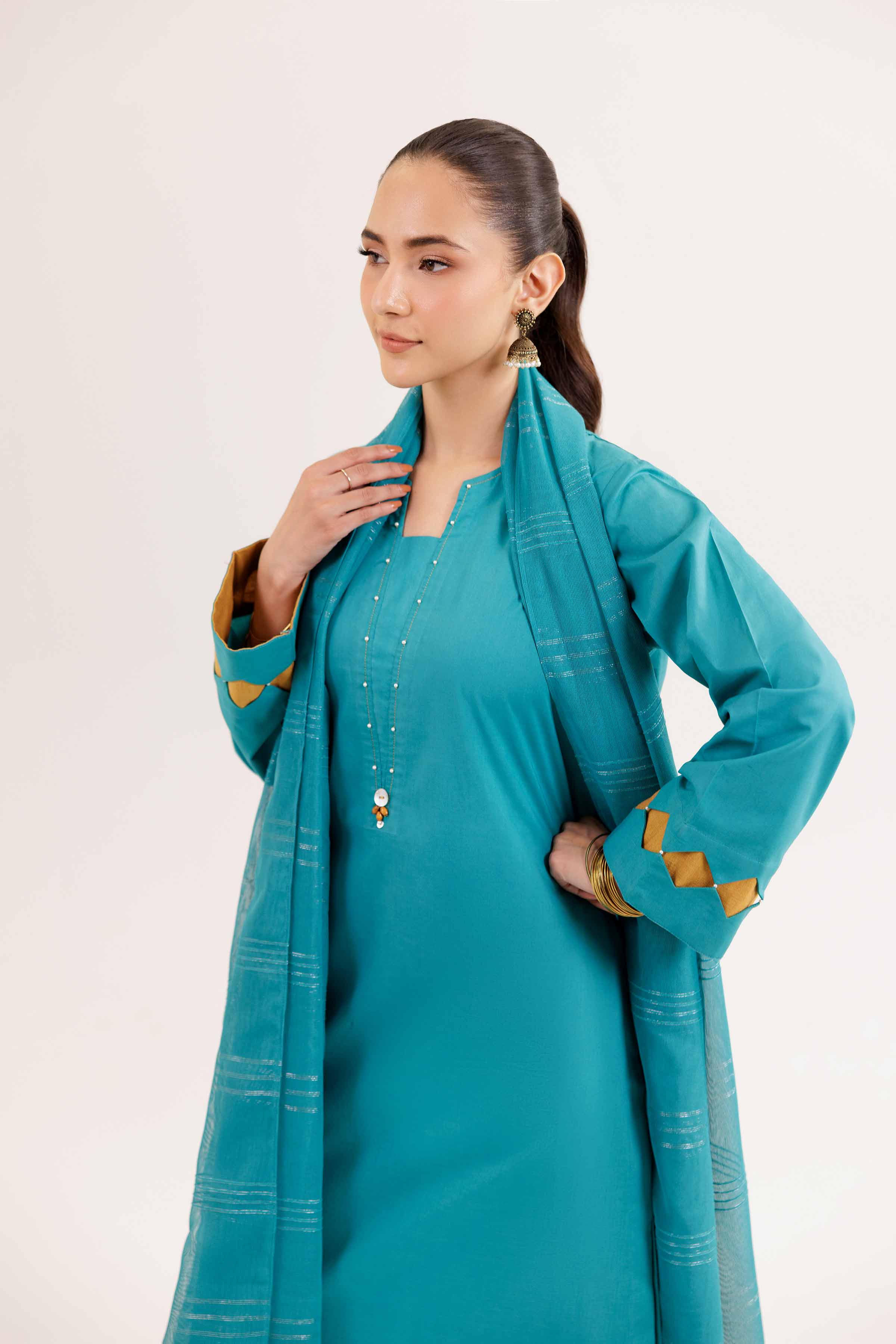 NishatUK - Turquaise Solids Jacquard 3-piece ready to wear Suit
