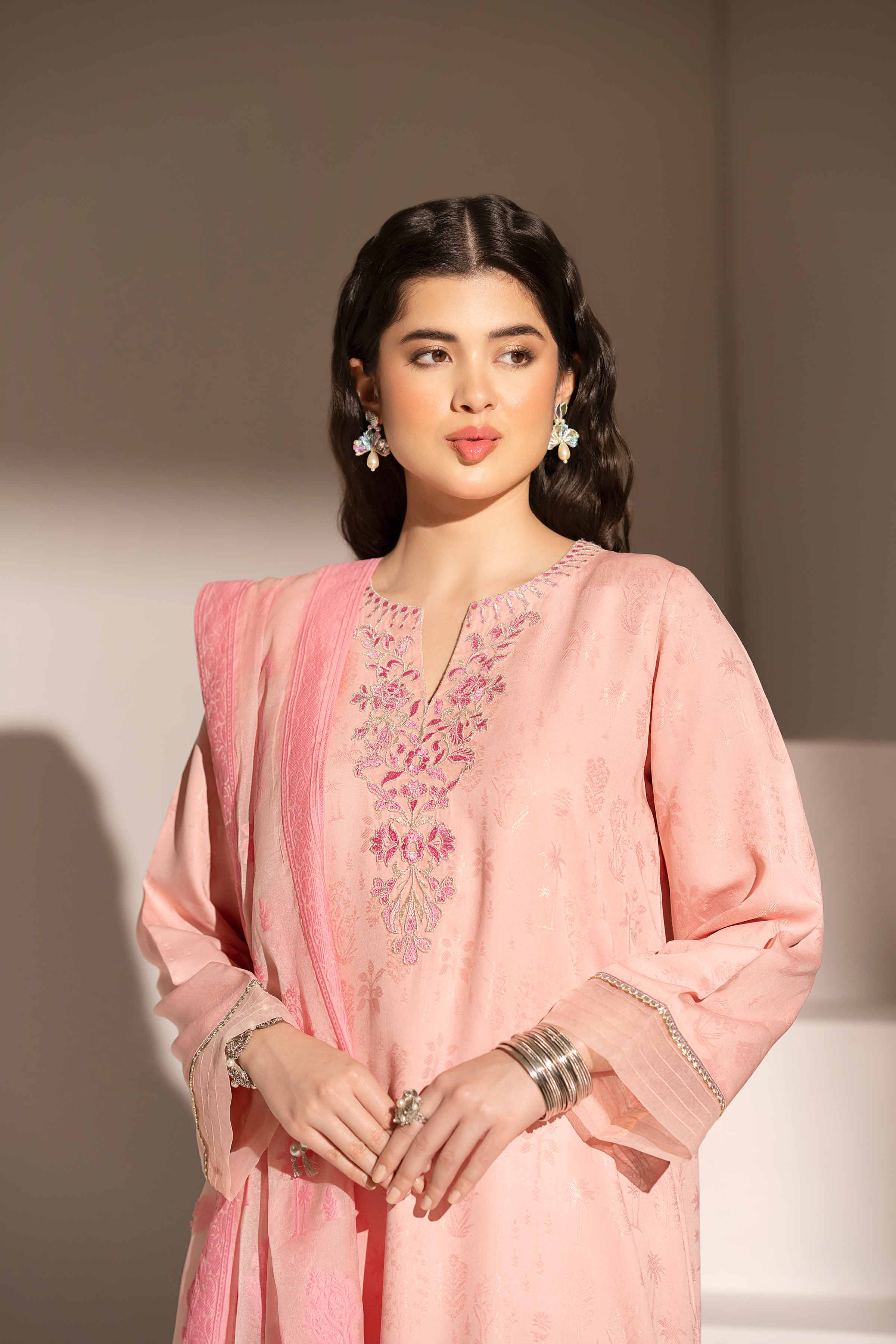 NishatUK - Pink Embroidered  Jacquard 3-piece ready to wear Suit