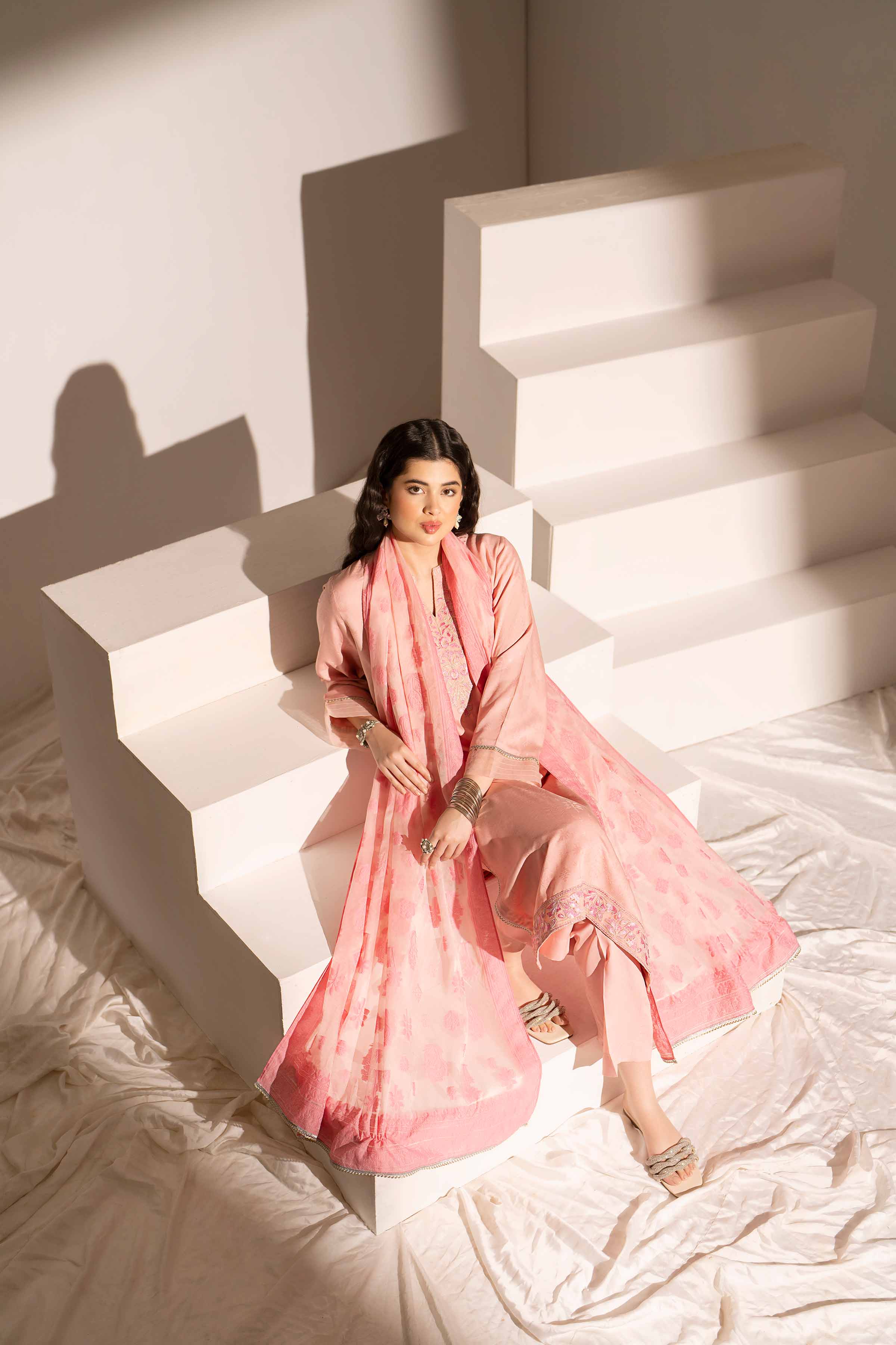 NishatUK - Pink Embroidered  Jacquard 3-piece ready to wear Suit