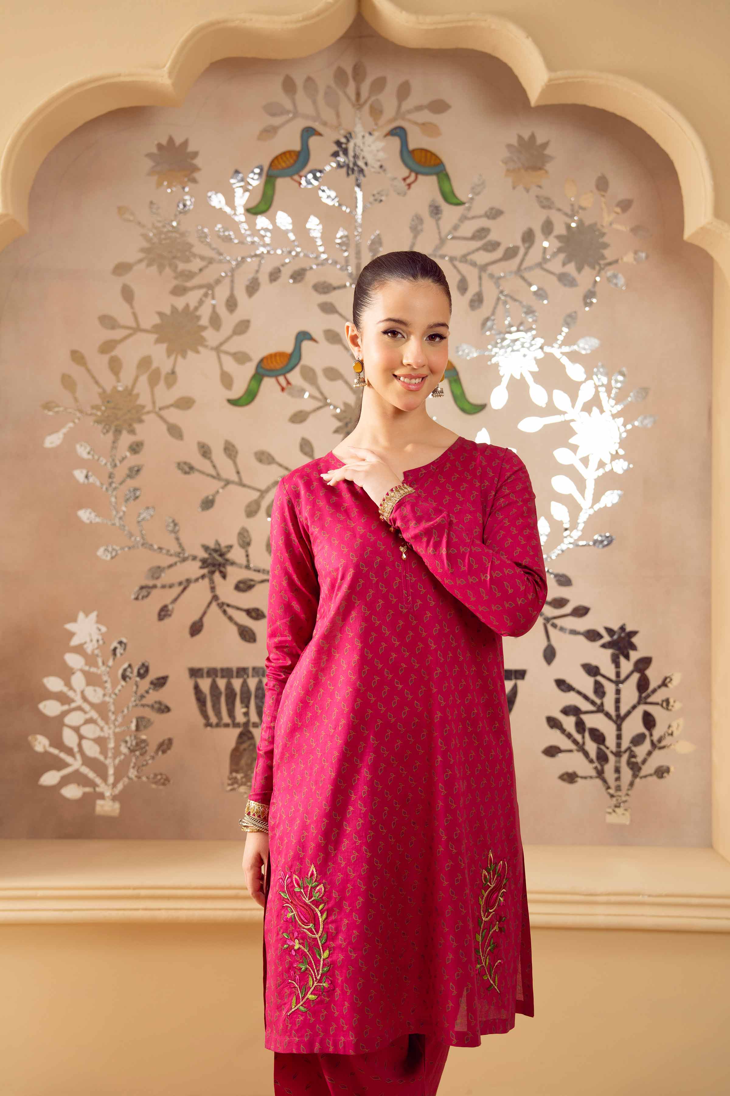 NishatUK - Shocking Pink Embroidered  Lawn 2-piece ready to wear Dress