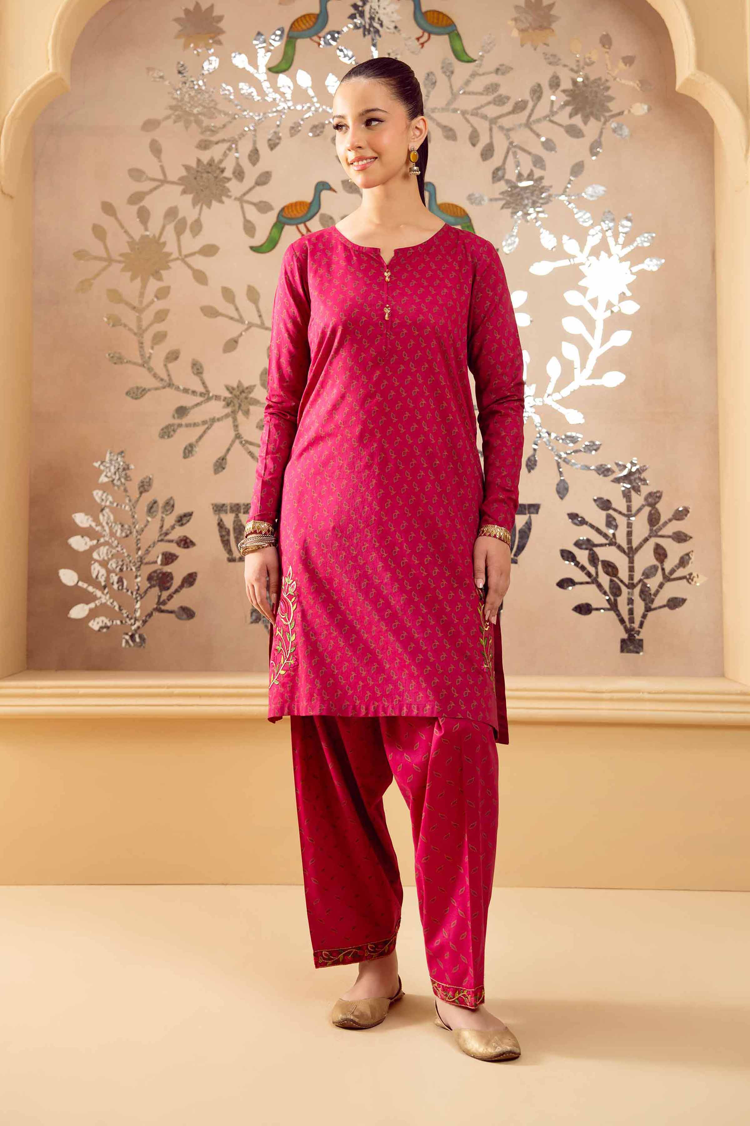 NishatUK - Shocking Pink Embroidered  Lawn 2-piece ready to wear Dress