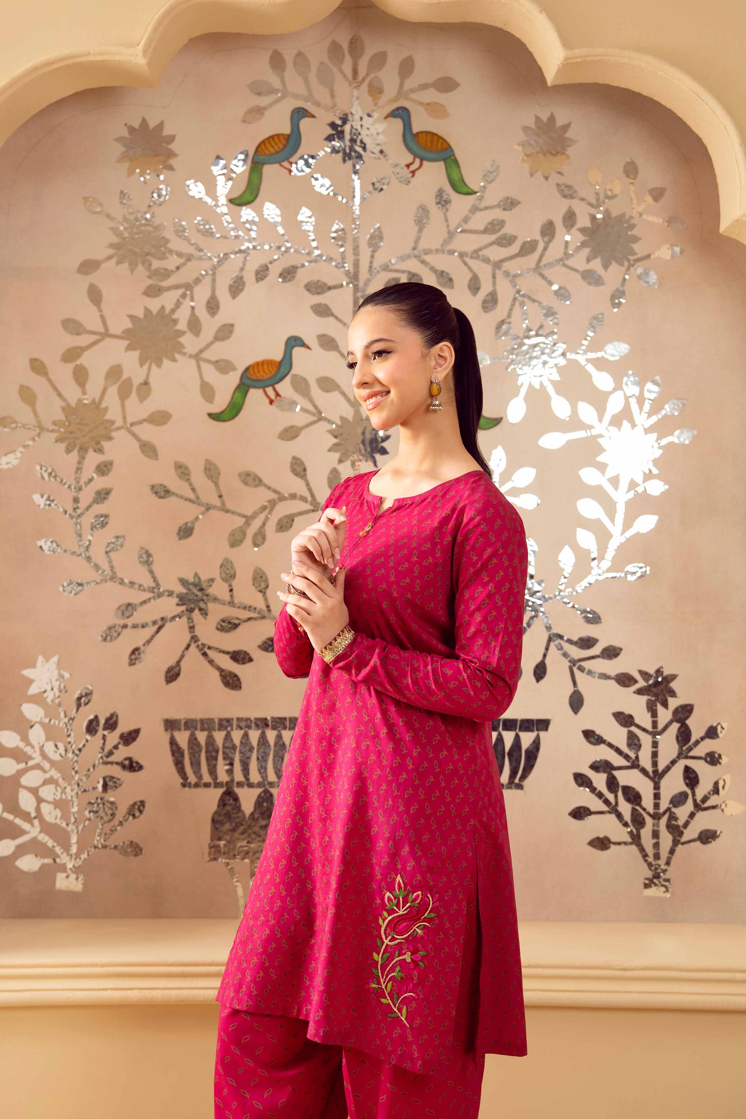 NishatUK - Shocking Pink Embroidered  Lawn 2-piece ready to wear Dress