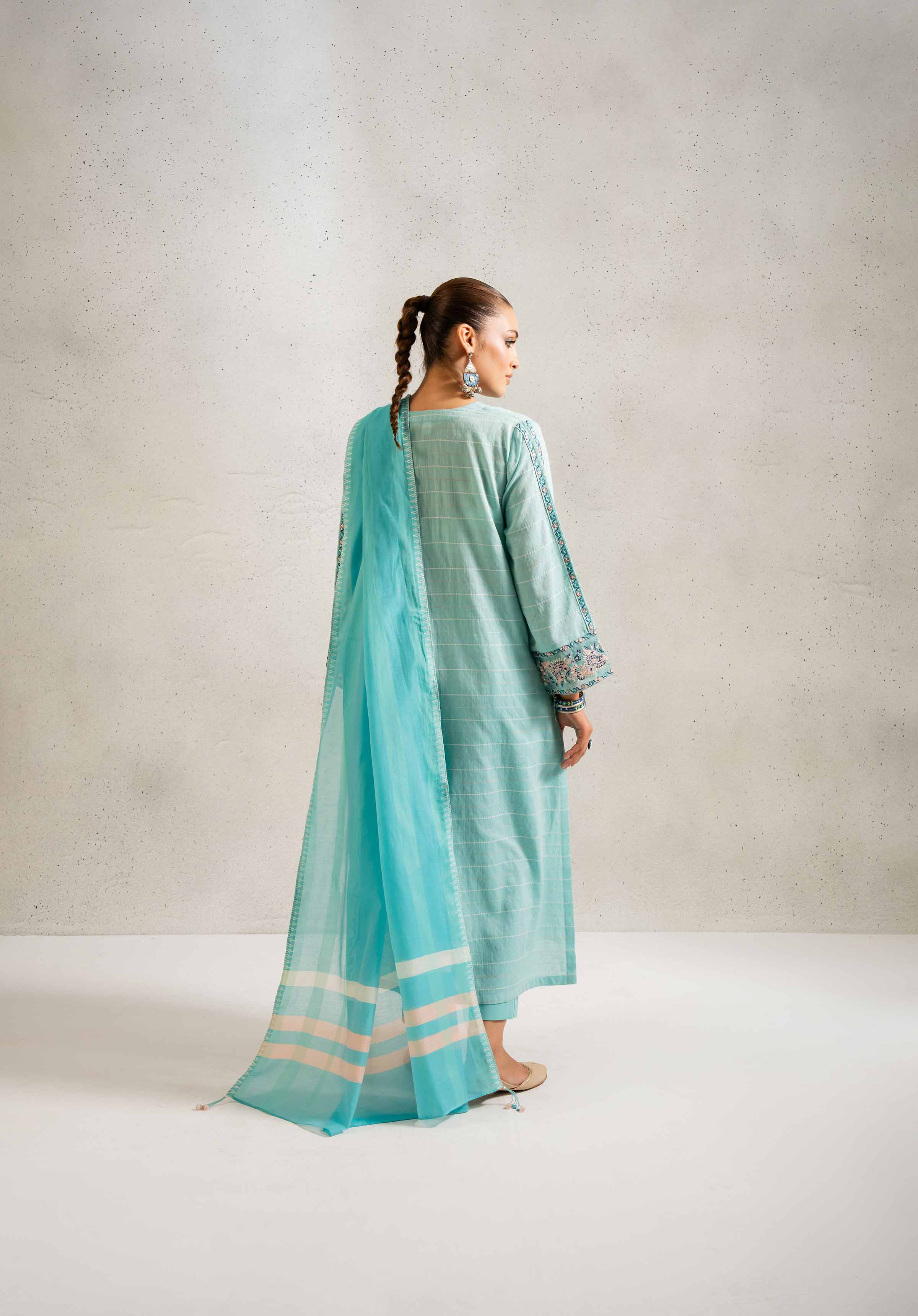 NishatUK - Aqua Embroidered  Jacquard 3-piece ready to wear Suit