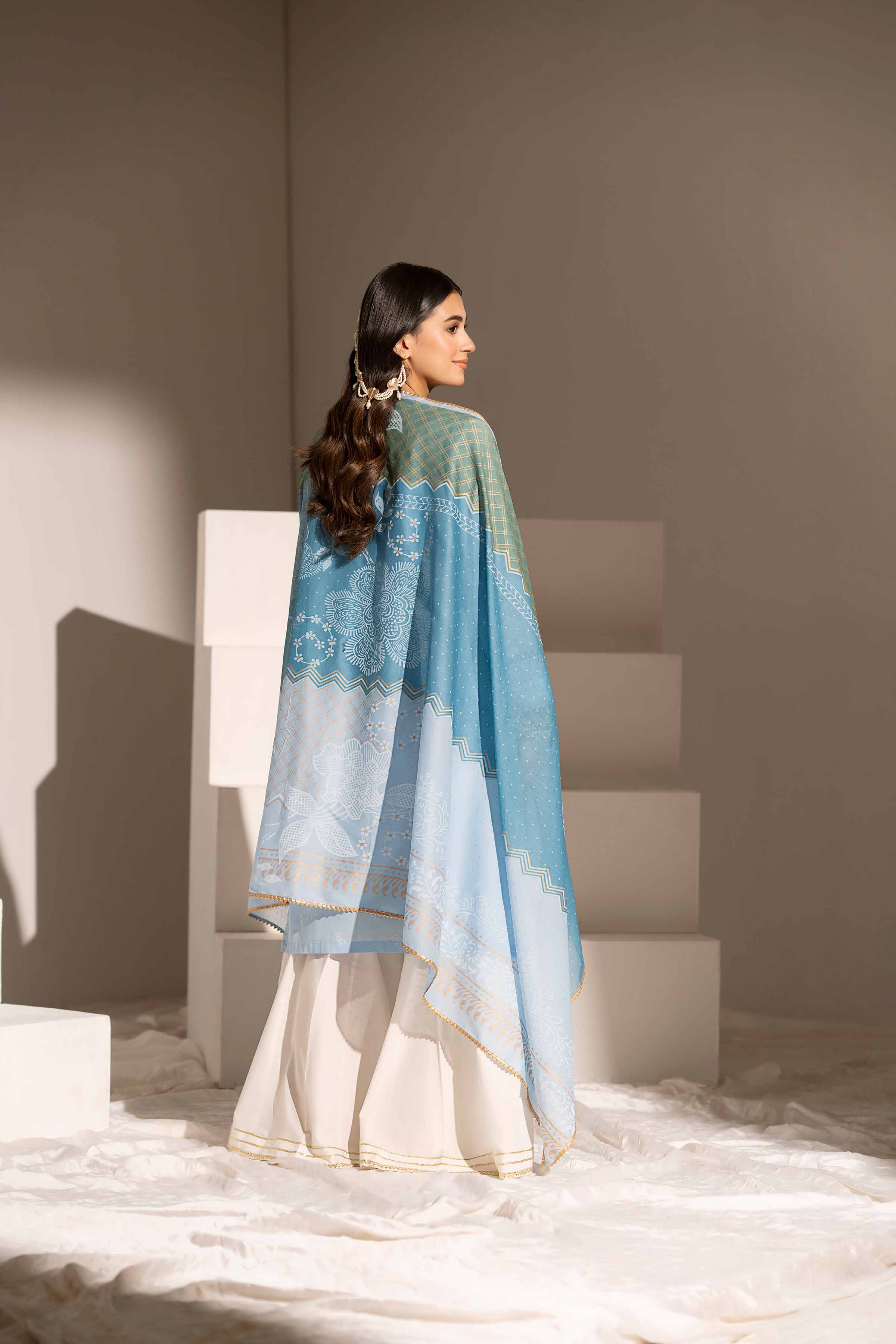 NishatUK - Sky Blue Embroidered  Lawn 2-piece ready to wear Dress