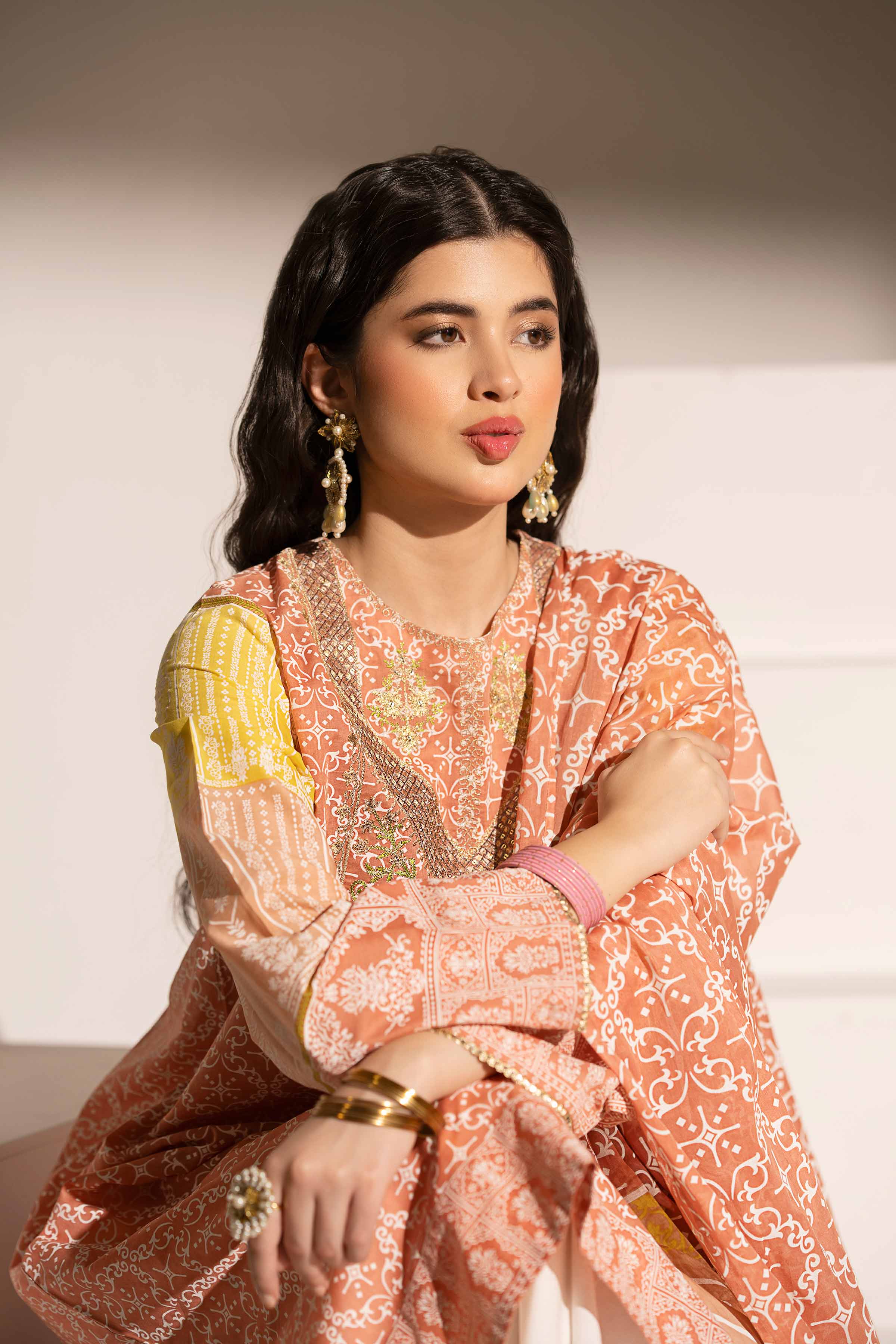 NishatUK - Peach Embroidered  Lawn 2-piece ready to wear Dress